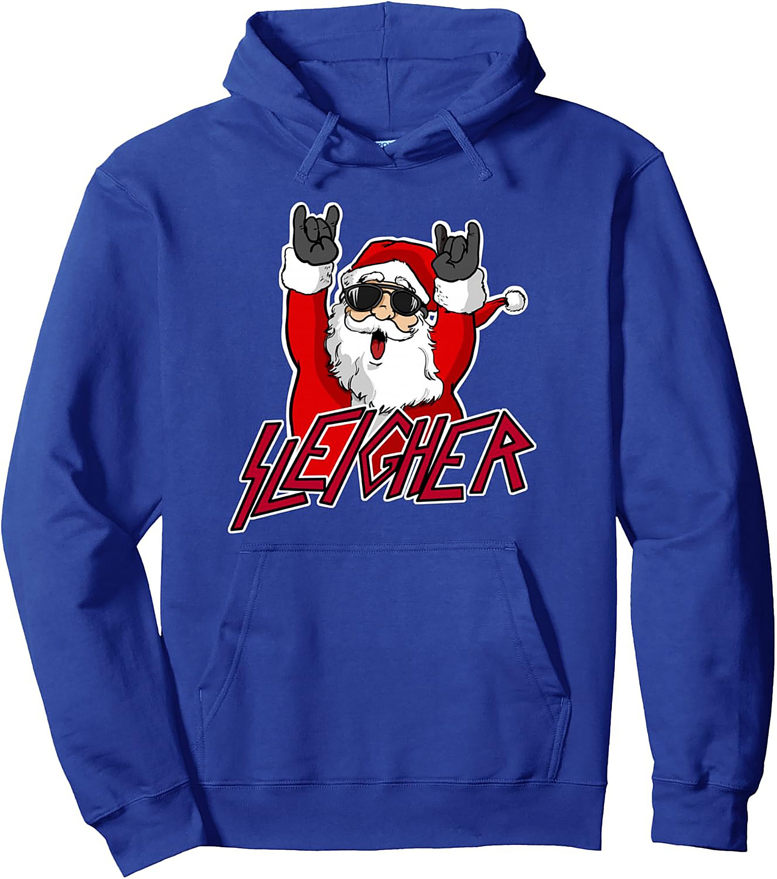 Sleigher Heavy Metal Christmas Pullover Hoodie Rock On Xmas