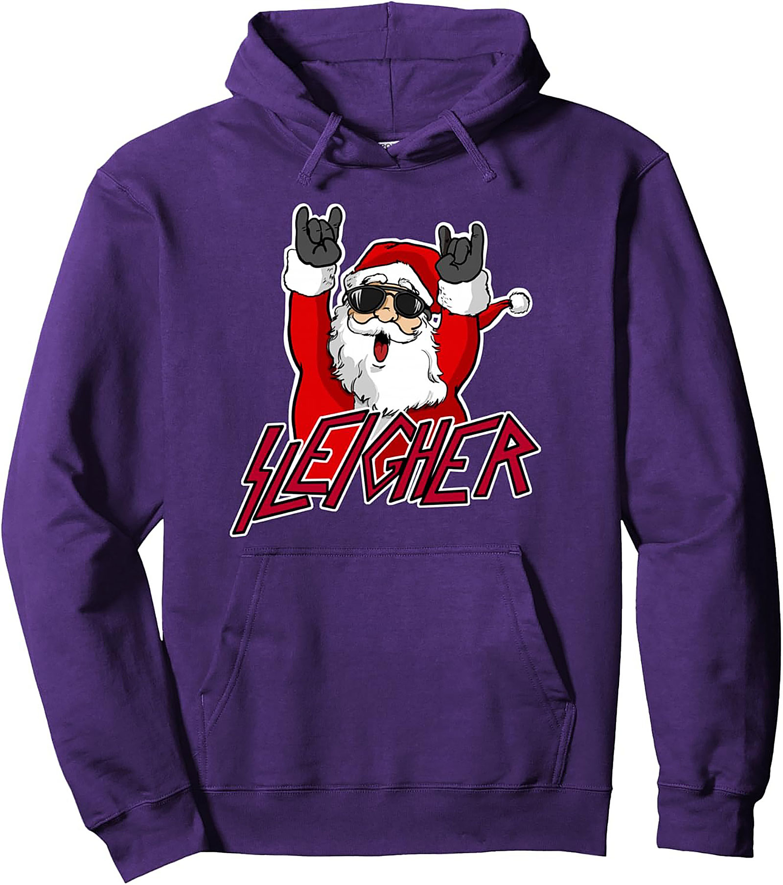Sleigher Heavy Metal Christmas Pullover Hoodie Rock On Xmas