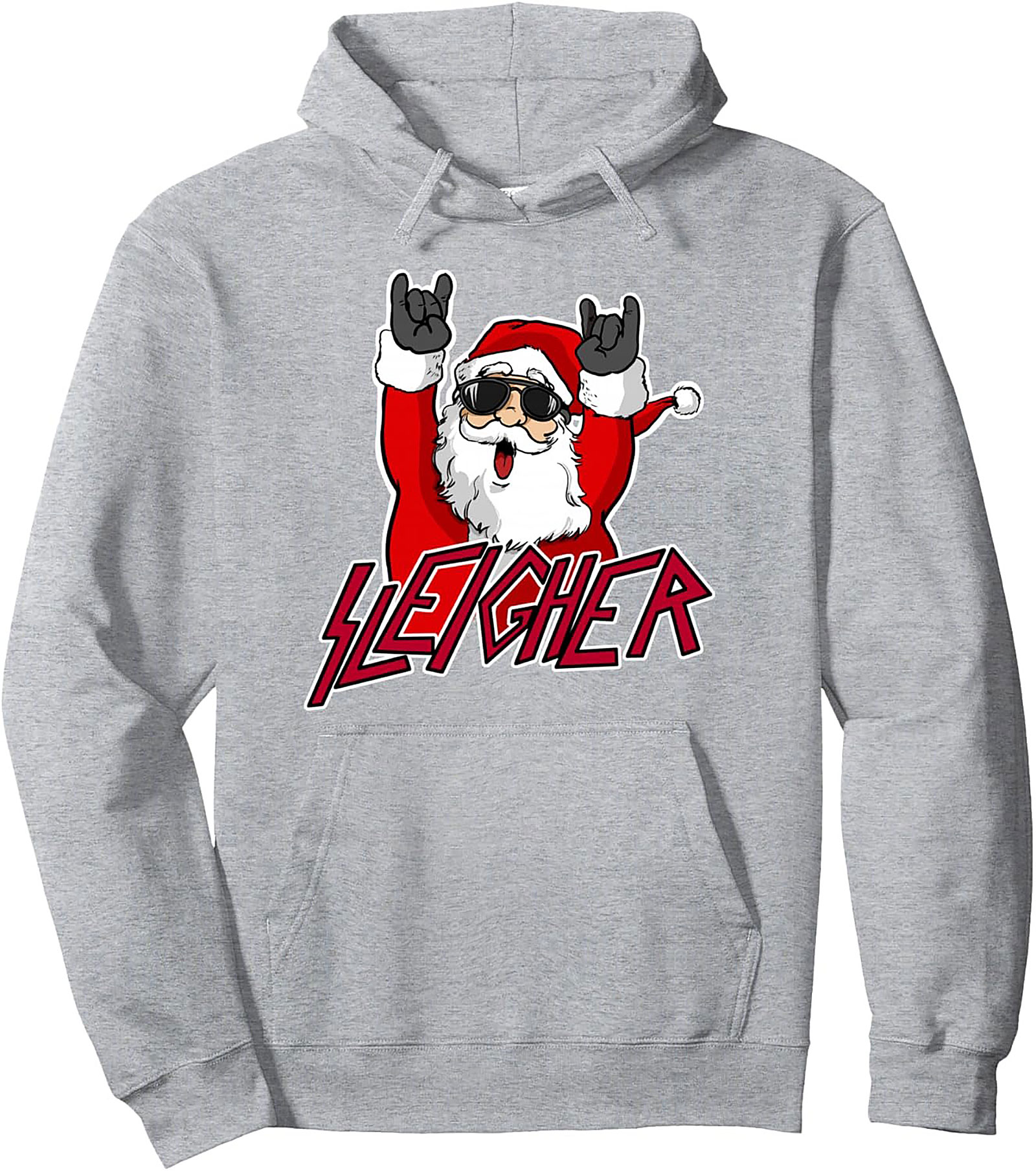 Sleigher Heavy Metal Christmas Pullover Hoodie Rock On Xmas