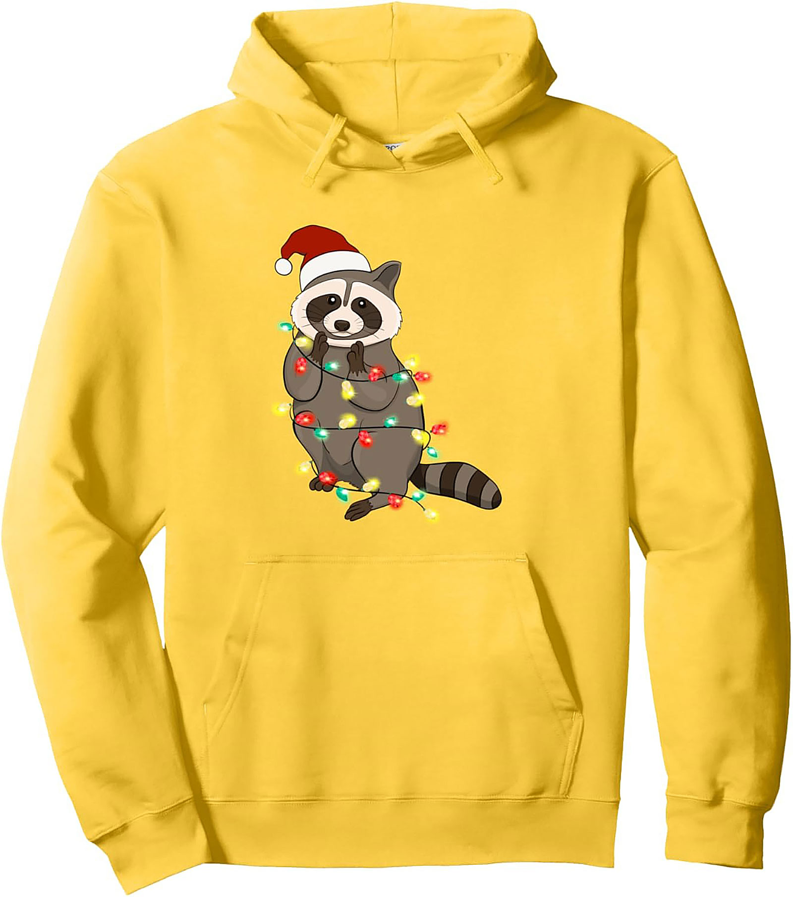  Festive Raccoon Pullover Hoodie Funny Christmas Graphic