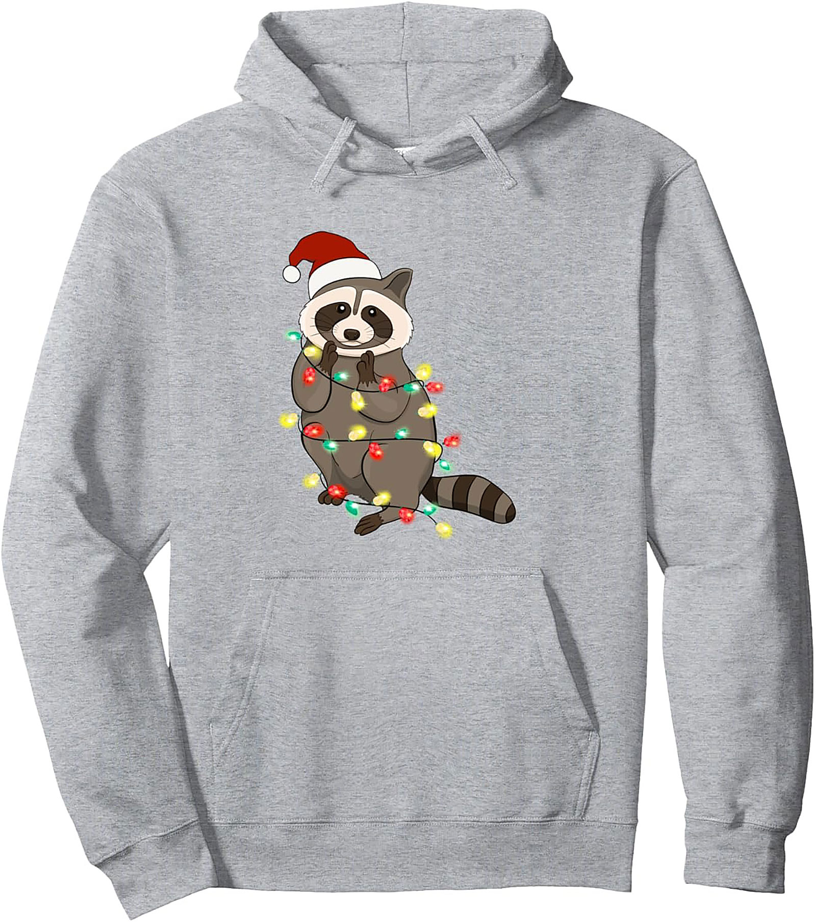  Festive Raccoon Pullover Hoodie Funny Christmas Graphic