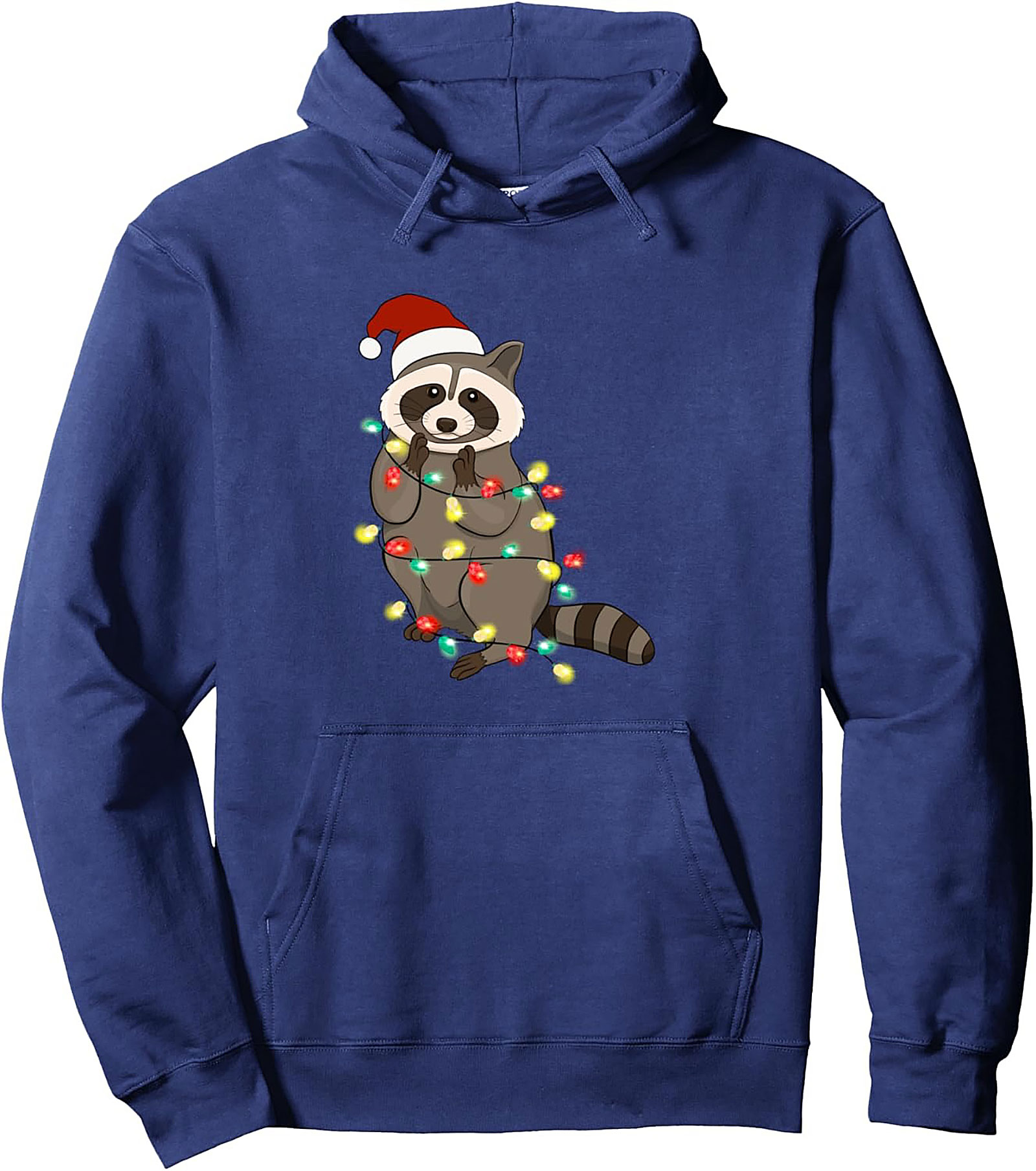  Festive Raccoon Pullover Hoodie Funny Christmas Graphic