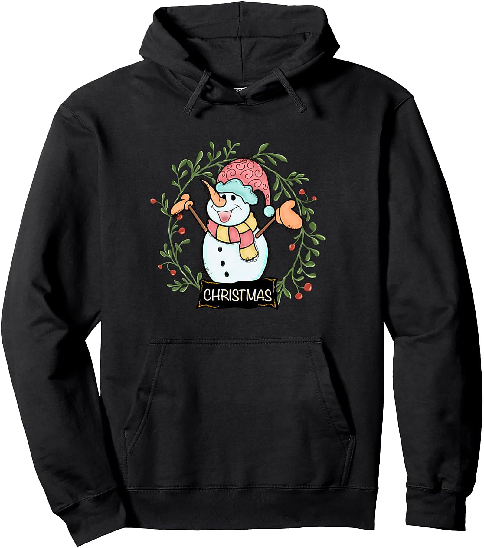 Cheerful Snowman Christmas Pullover Hoodie Festive Gift