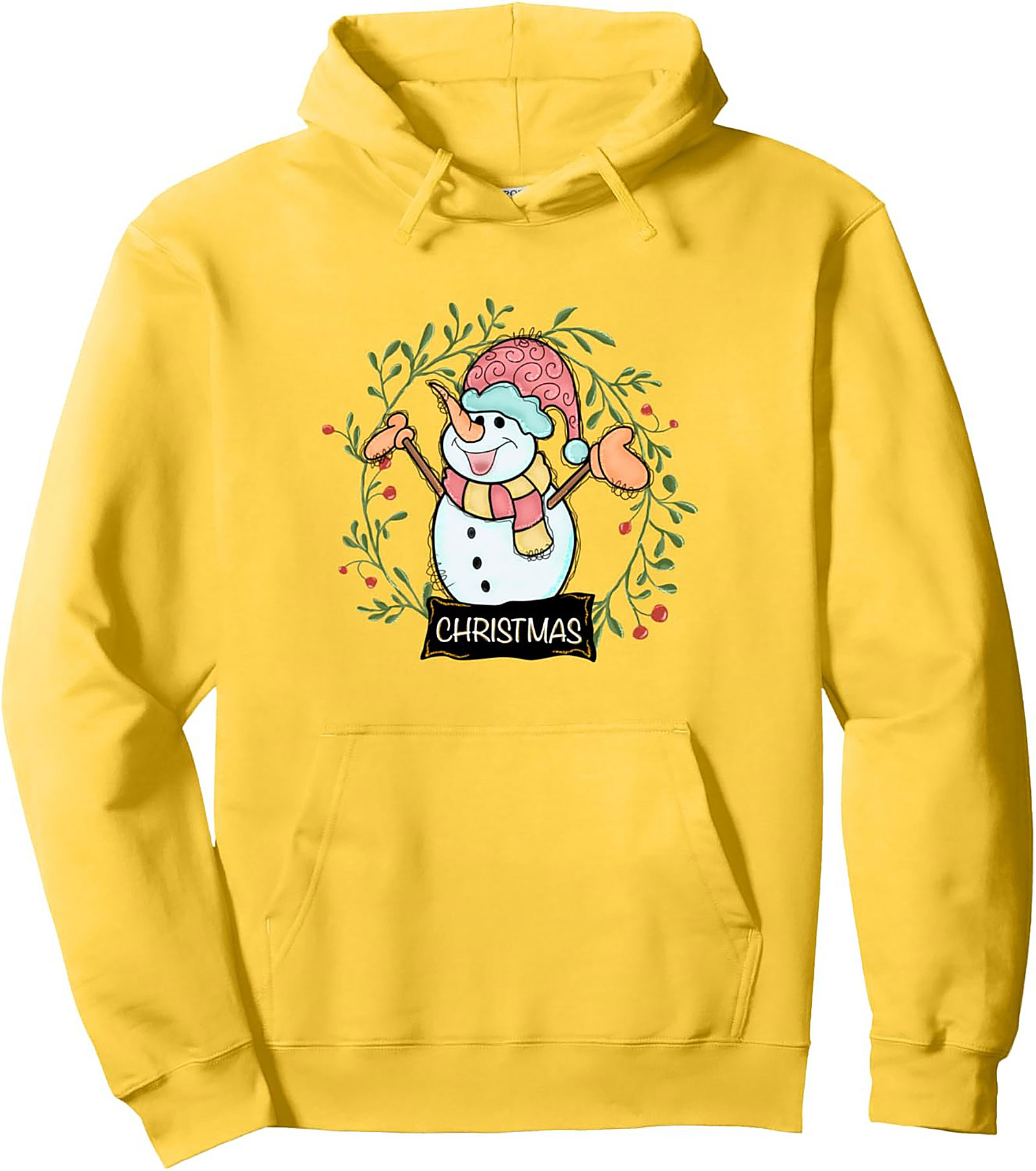 Cheerful Snowman Christmas Pullover Hoodie Festive Gift