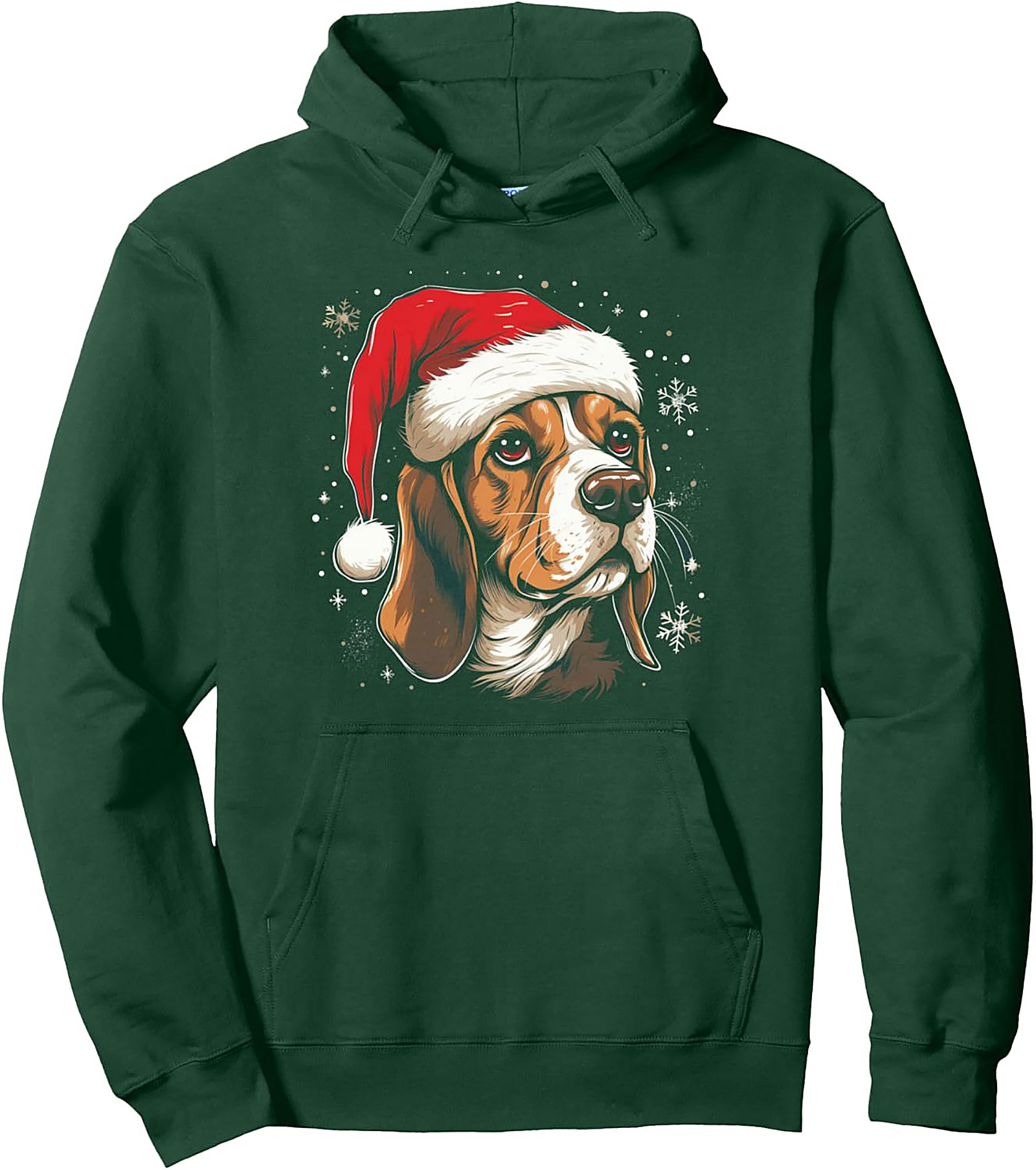Santa Beagle Christmas Pullover Hoodie | Cozy Unisex Graphic Hoodie