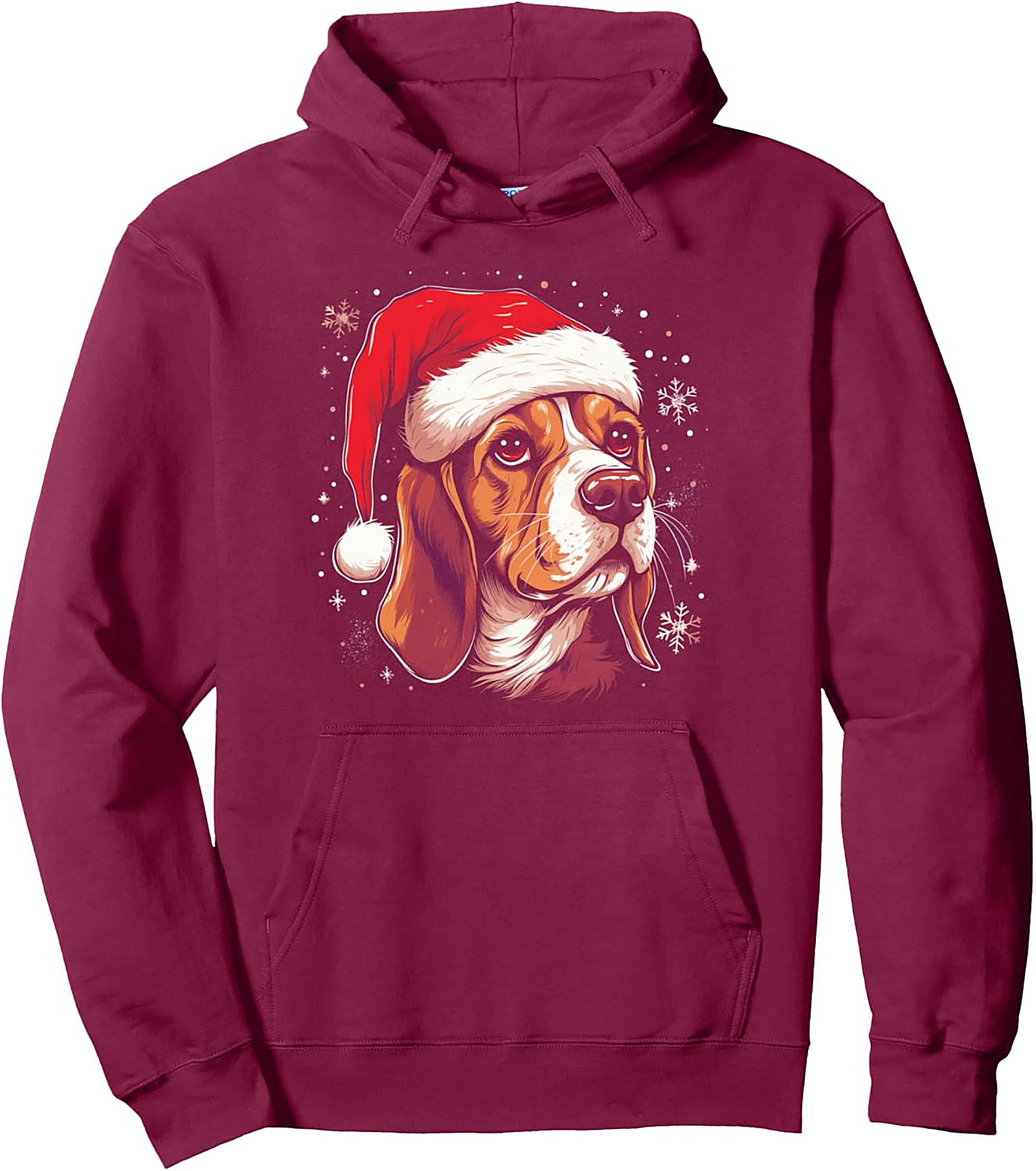 Santa Beagle Christmas Pullover Hoodie | Cozy Unisex Graphic Hoodie