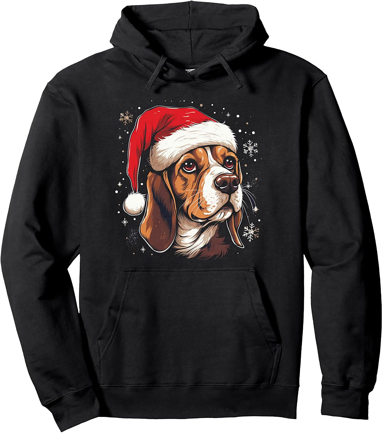 Santa Beagle Christmas Pullover Hoodie | Cozy Unisex Graphic Hoodie