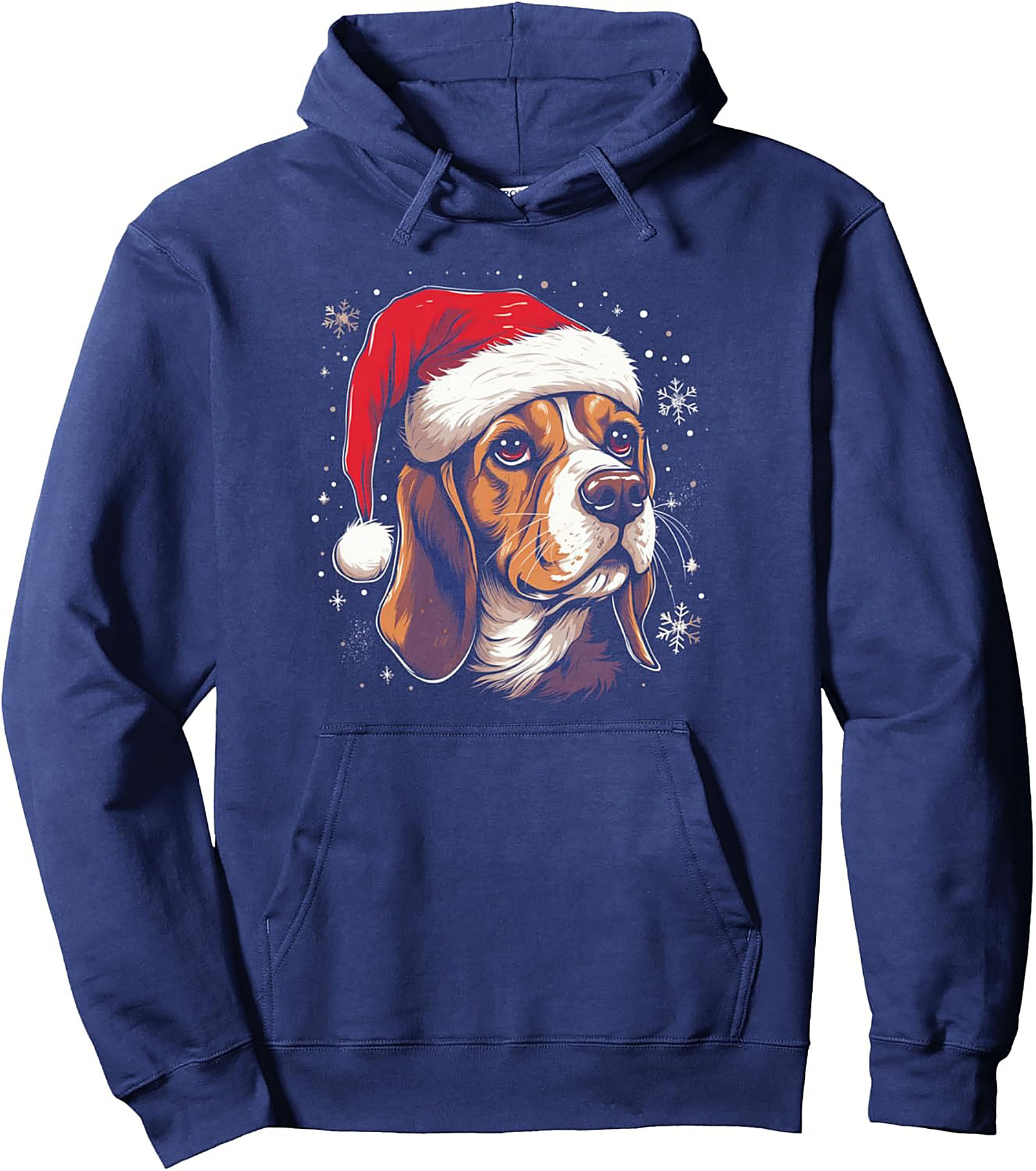 Santa Beagle Christmas Pullover Hoodie | Cozy Unisex Graphic Hoodie