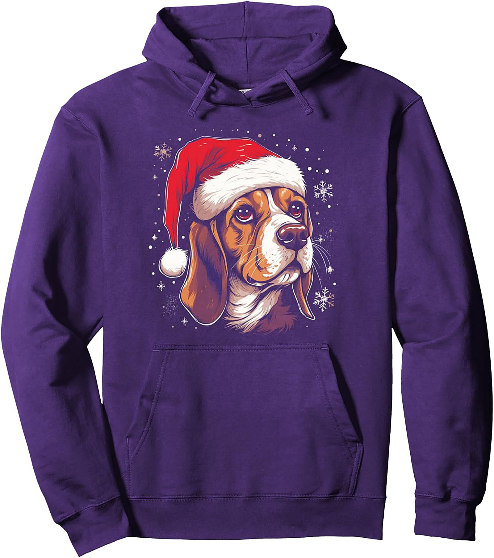 Santa Beagle Christmas Pullover Hoodie | Cozy Unisex Graphic Hoodie
