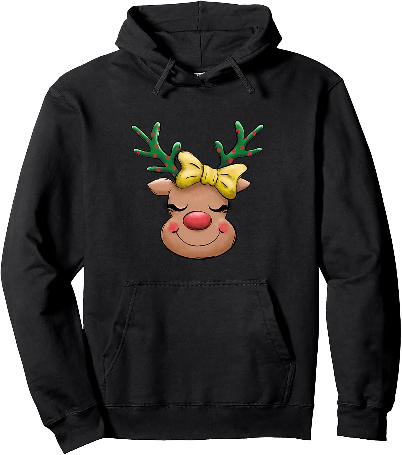 Cute Reindeer Graphic Hoodie Holiday Pullover Gift