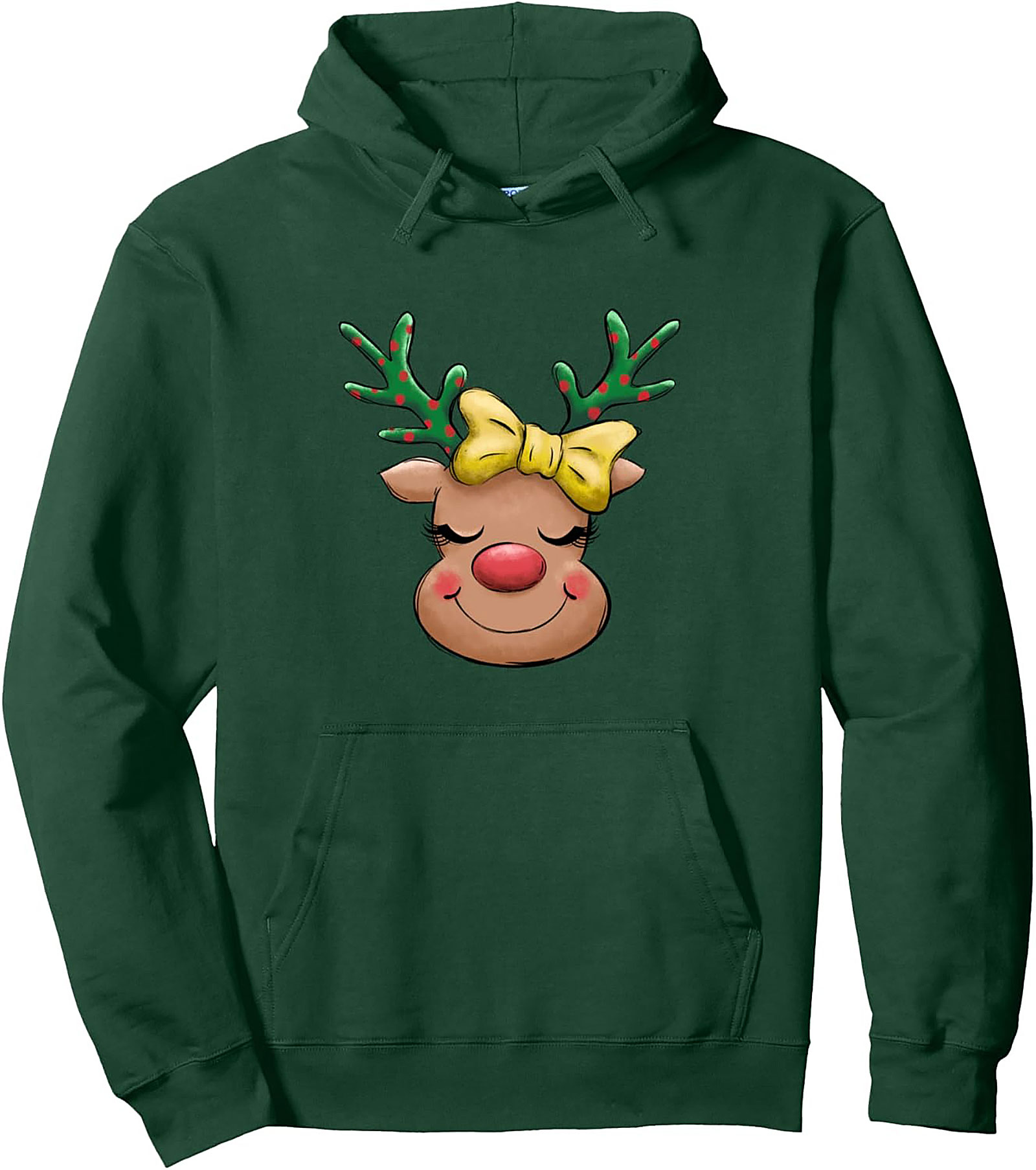Cute Reindeer Graphic Hoodie Holiday Pullover Gift