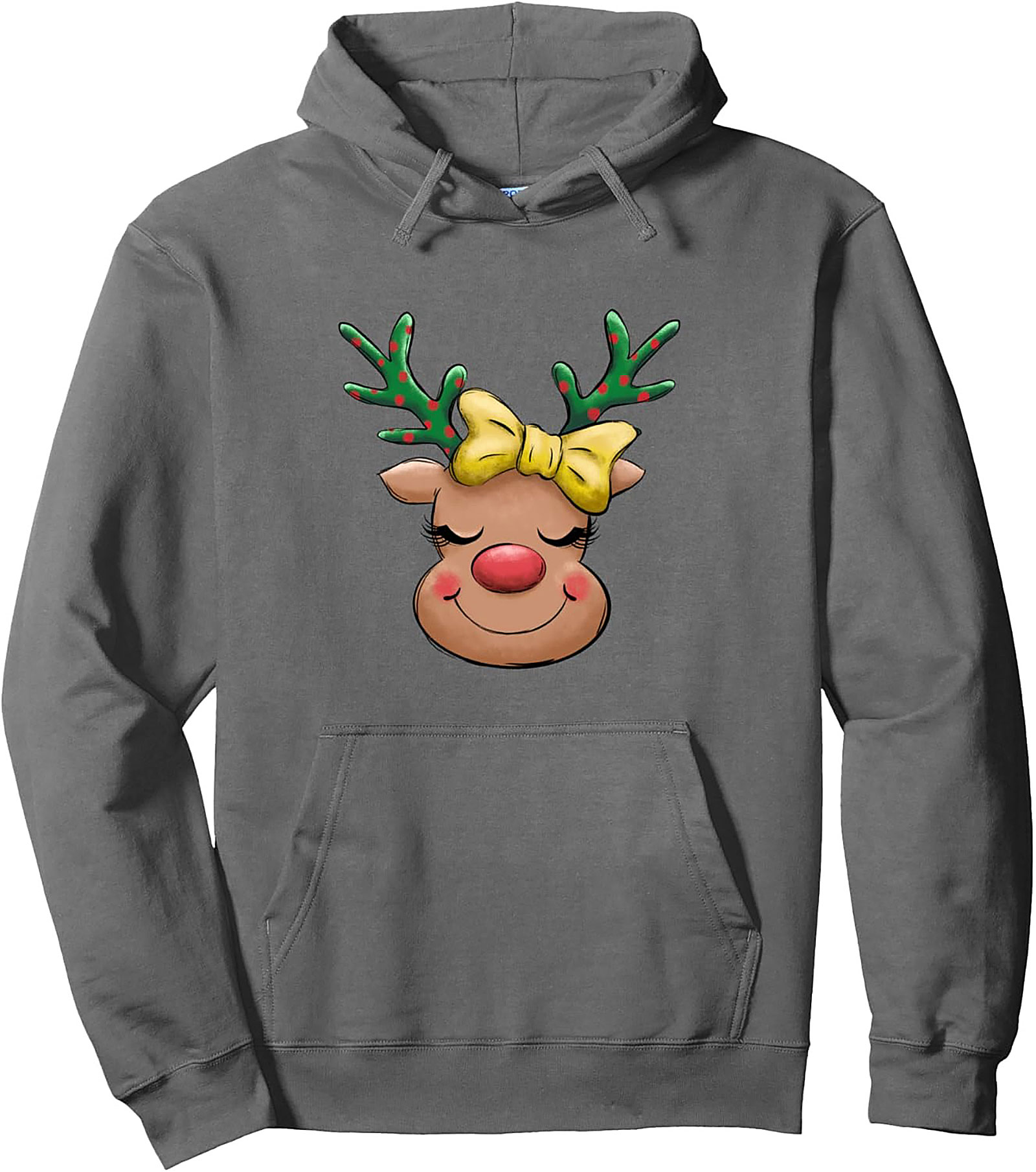 Cute Reindeer Graphic Hoodie Holiday Pullover Gift