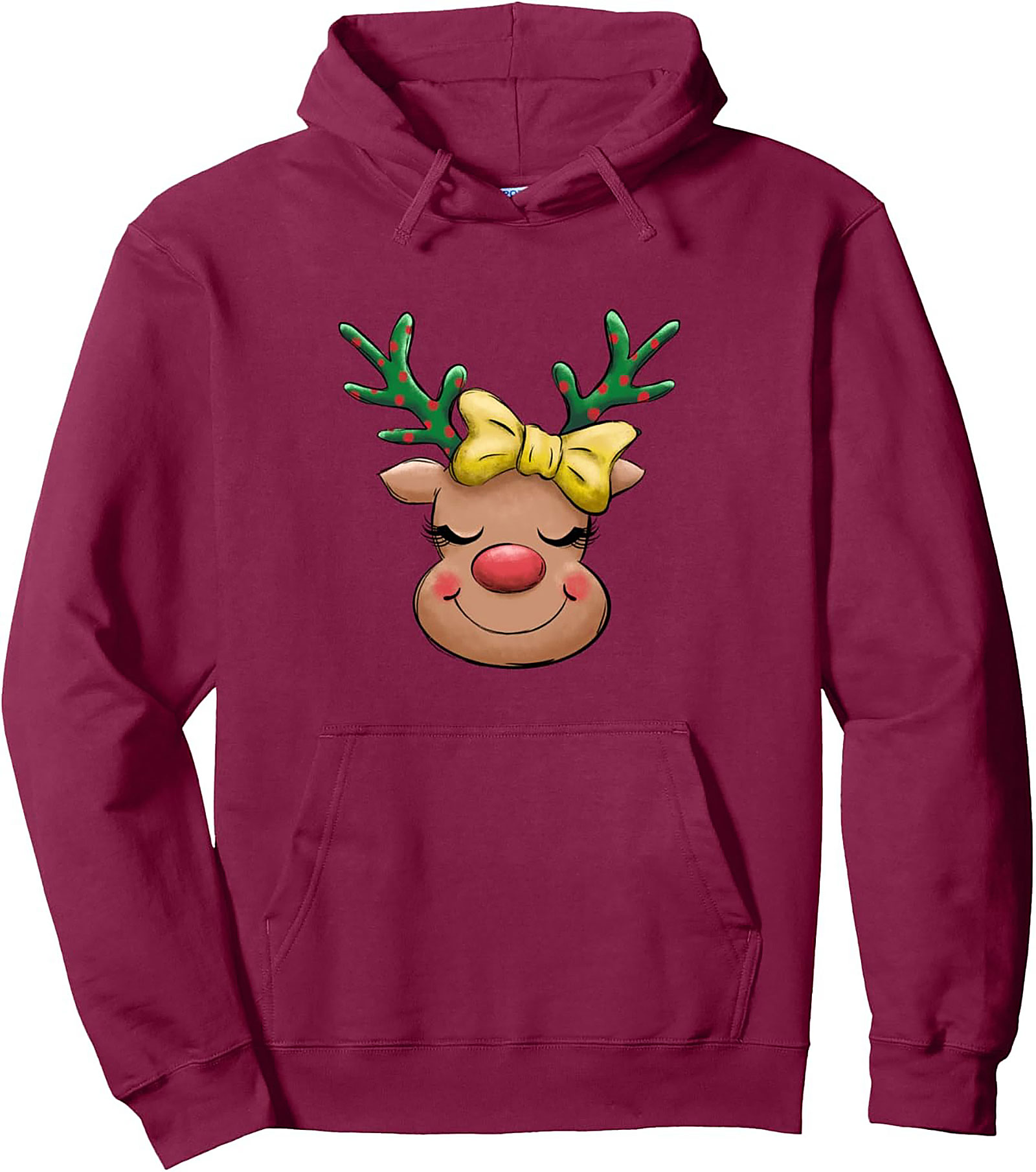 Cute Reindeer Graphic Hoodie Holiday Pullover Gift
