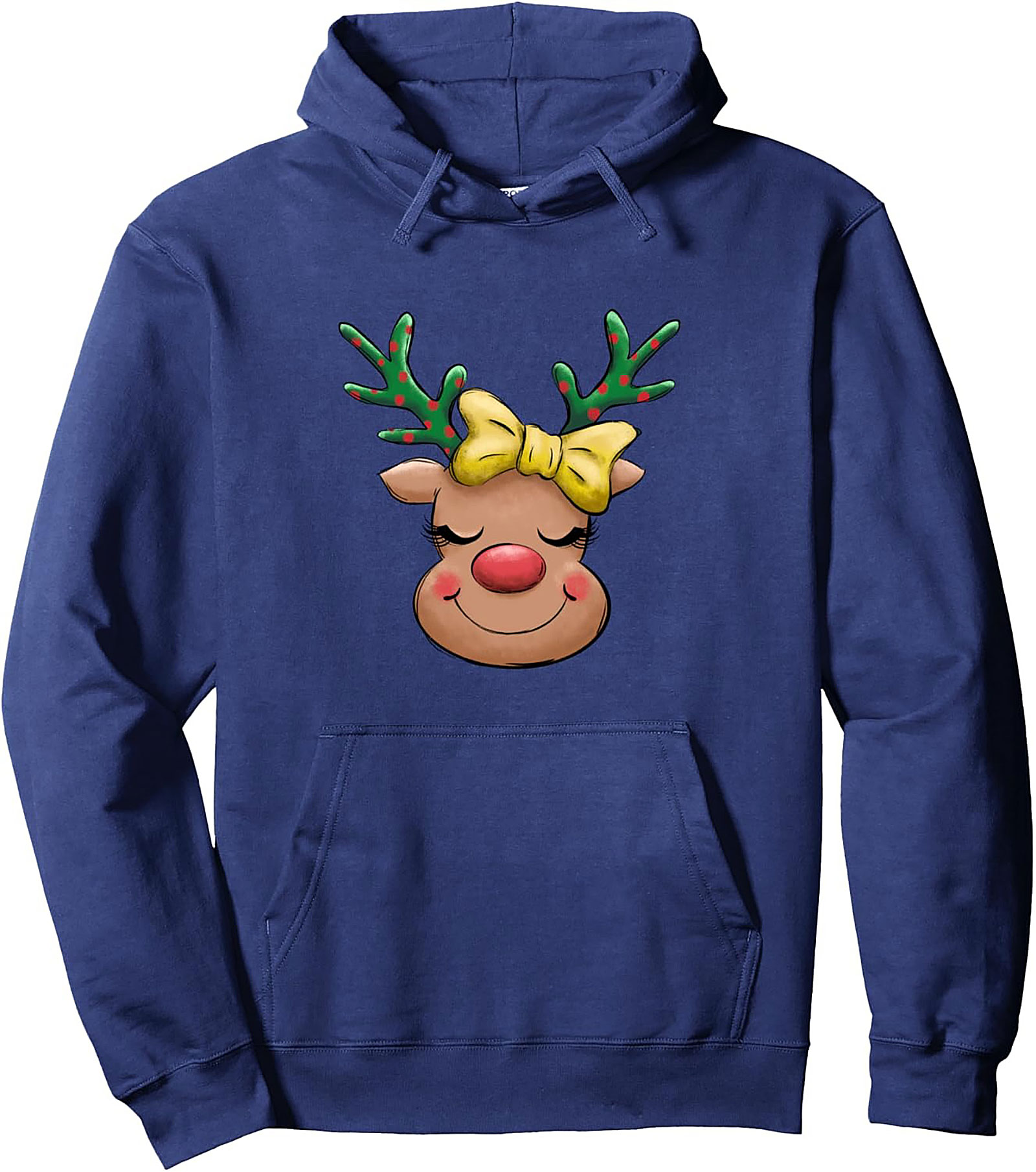 Cute Reindeer Graphic Hoodie Holiday Pullover Gift