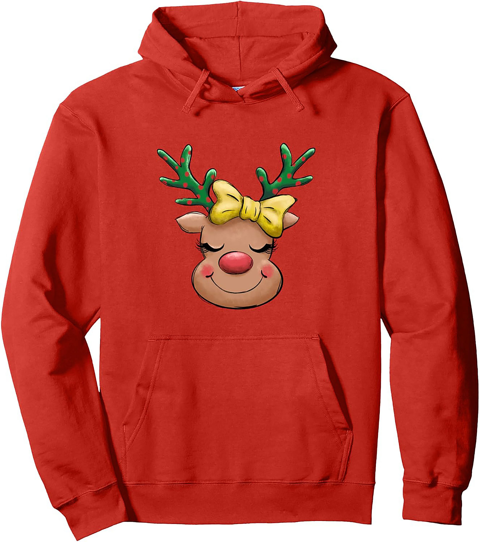 Cute Reindeer Graphic Hoodie Holiday Pullover Gift