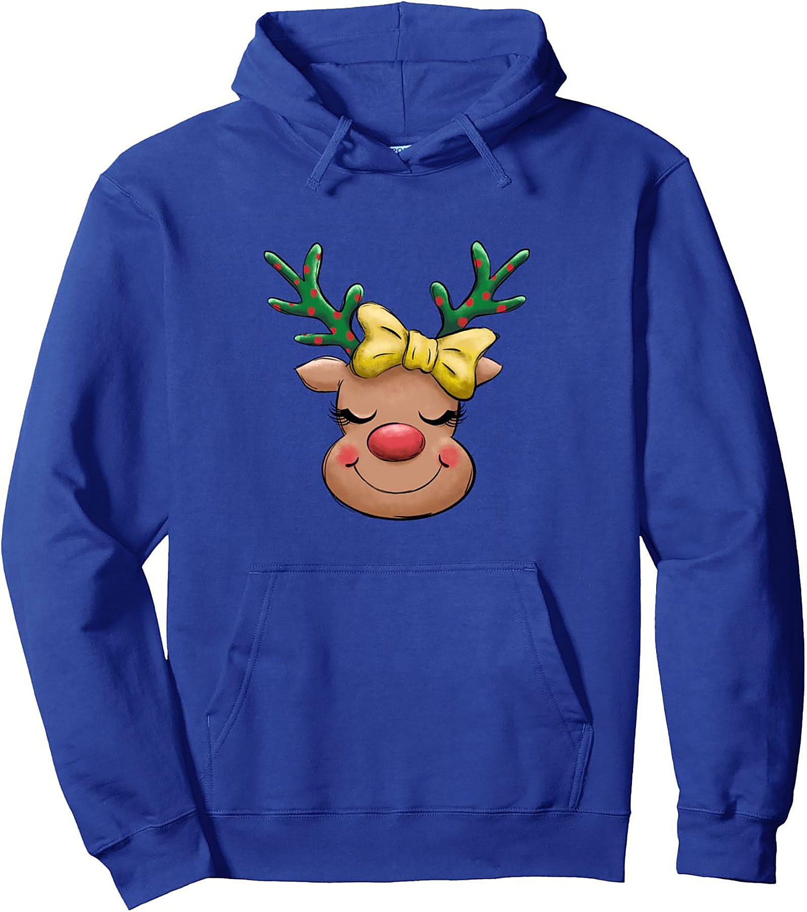 Cute Reindeer Graphic Hoodie Holiday Pullover Gift