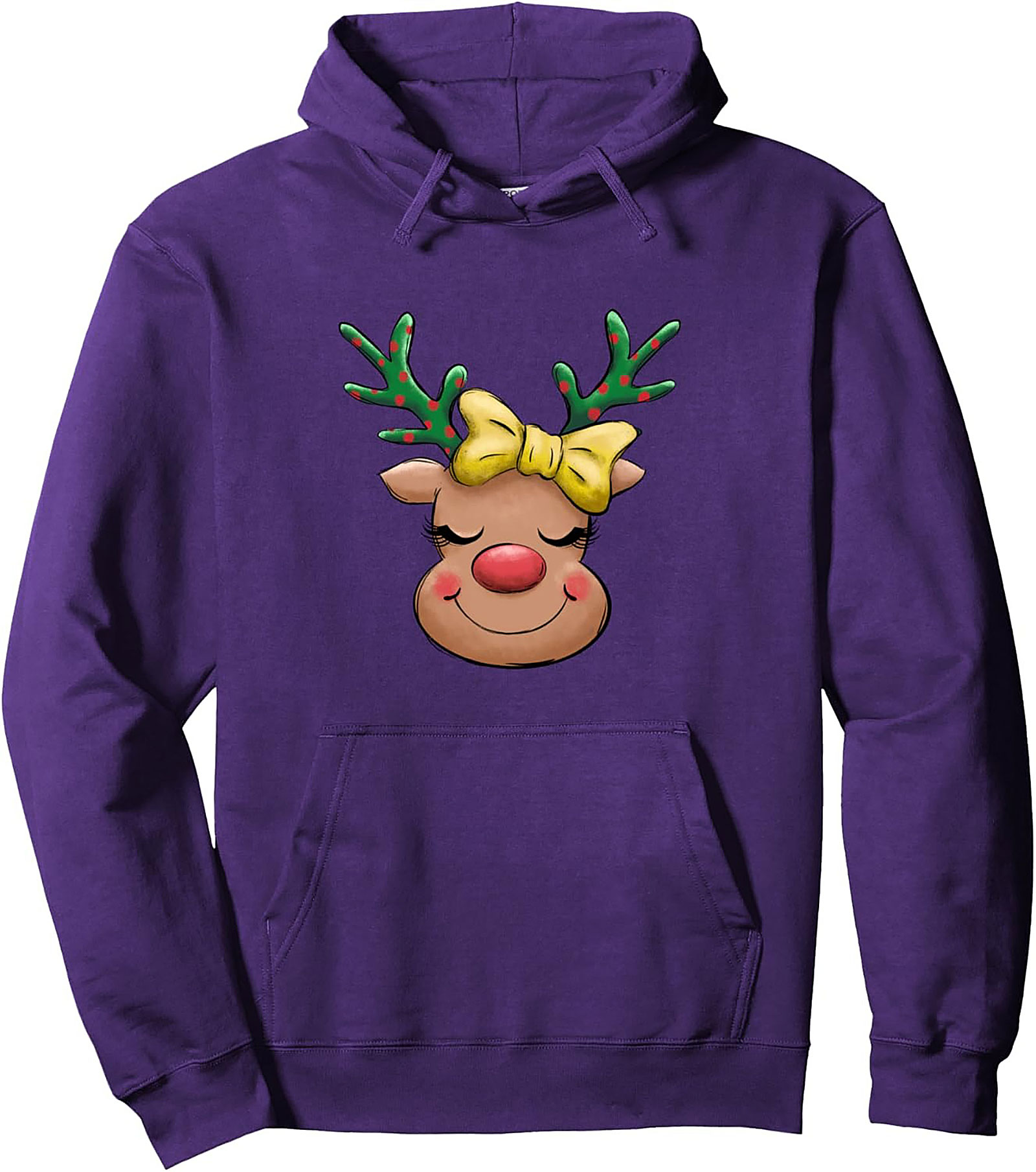 Cute Reindeer Graphic Hoodie Holiday Pullover Gift