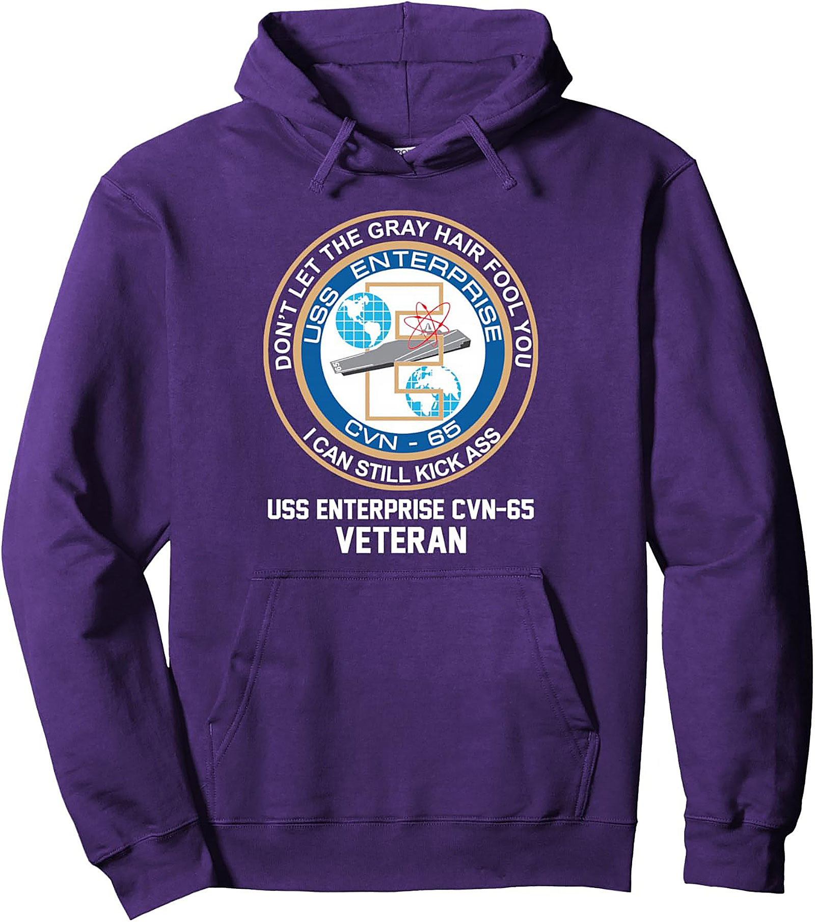 USS Enterprise CVN-65 Veteran Hoodie | Gray Hair Kick Ass