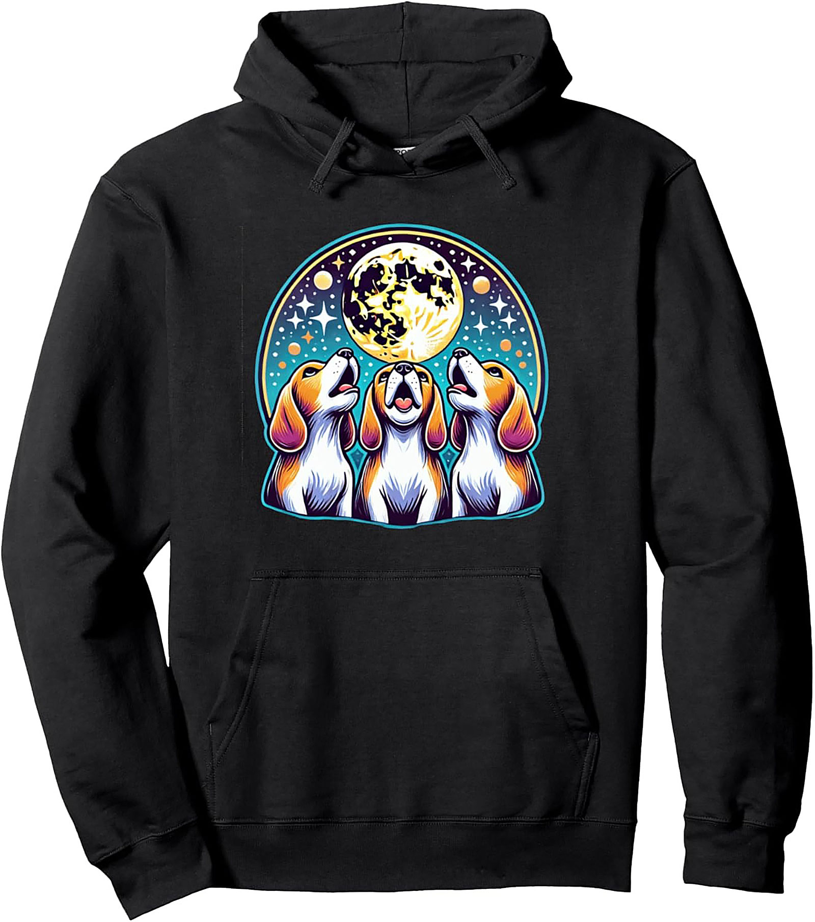Beagle Howling at the Moon Graphic Hoodie | Celestial Dog Lovers Pullover