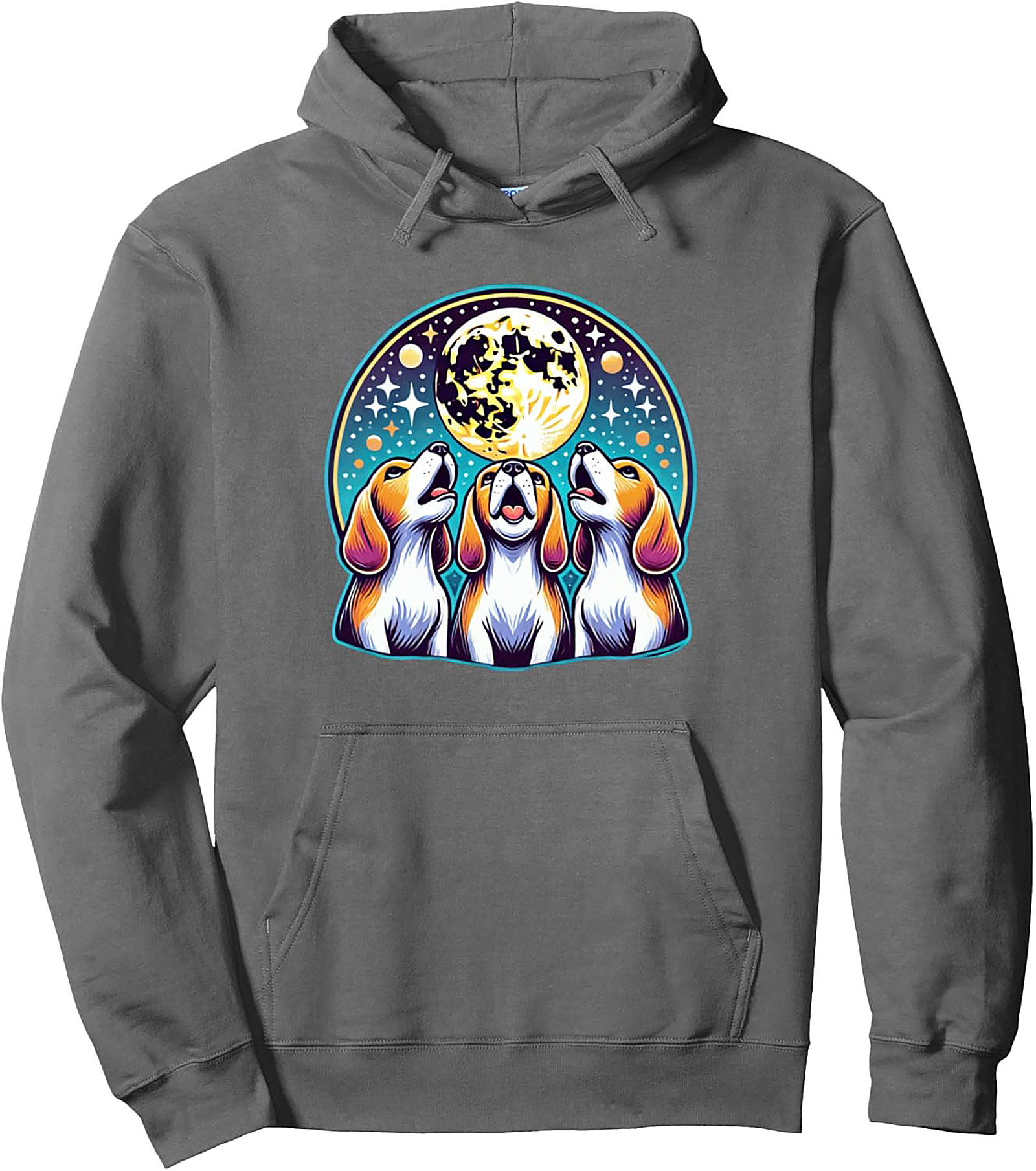 Beagle Howling at the Moon Graphic Hoodie | Celestial Dog Lovers Pullover