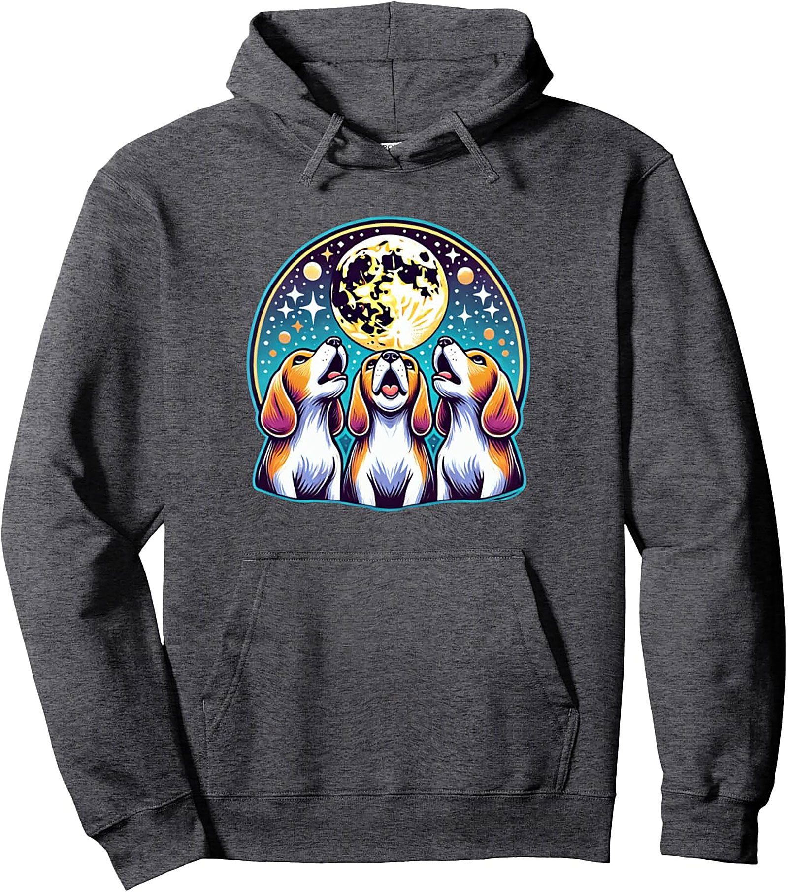 Beagle Howling at the Moon Graphic Hoodie | Celestial Dog Lovers Pullover