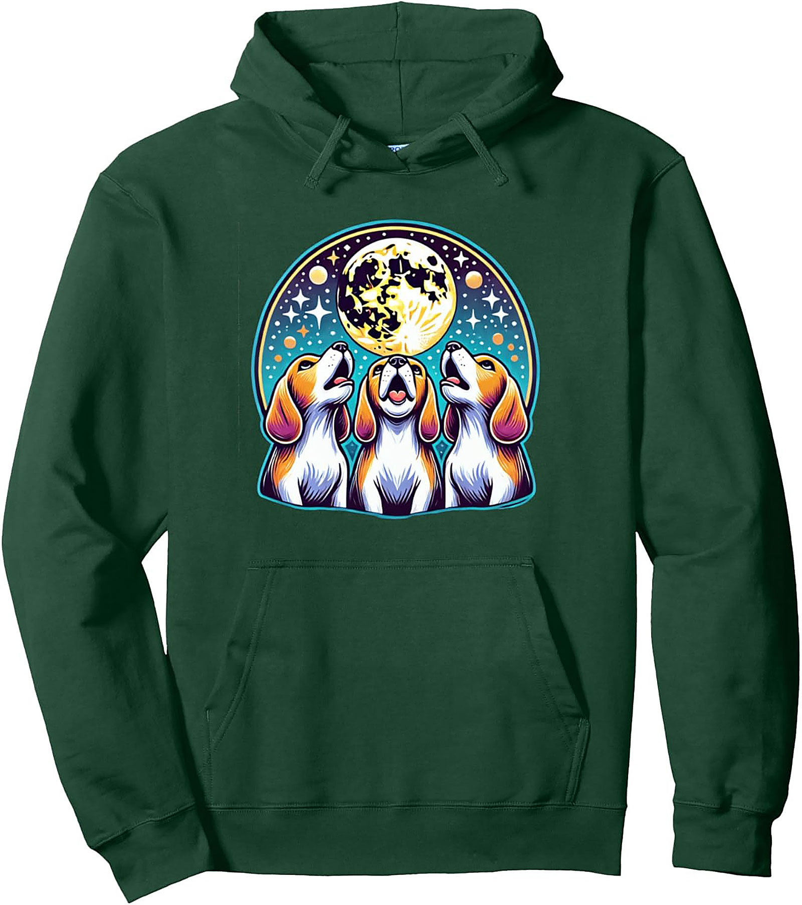 Beagle Howling at the Moon Graphic Hoodie | Celestial Dog Lovers Pullover