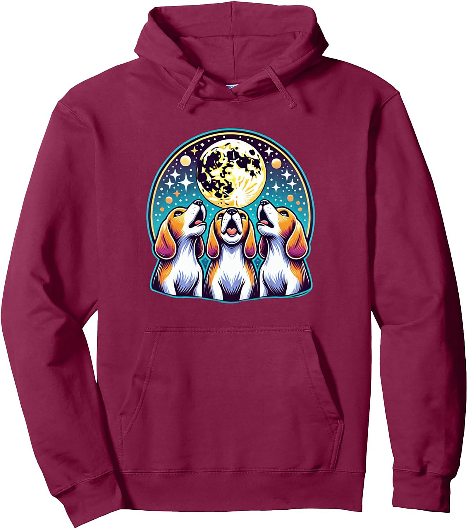 Beagle Howling at the Moon Graphic Hoodie | Celestial Dog Lovers Pullover