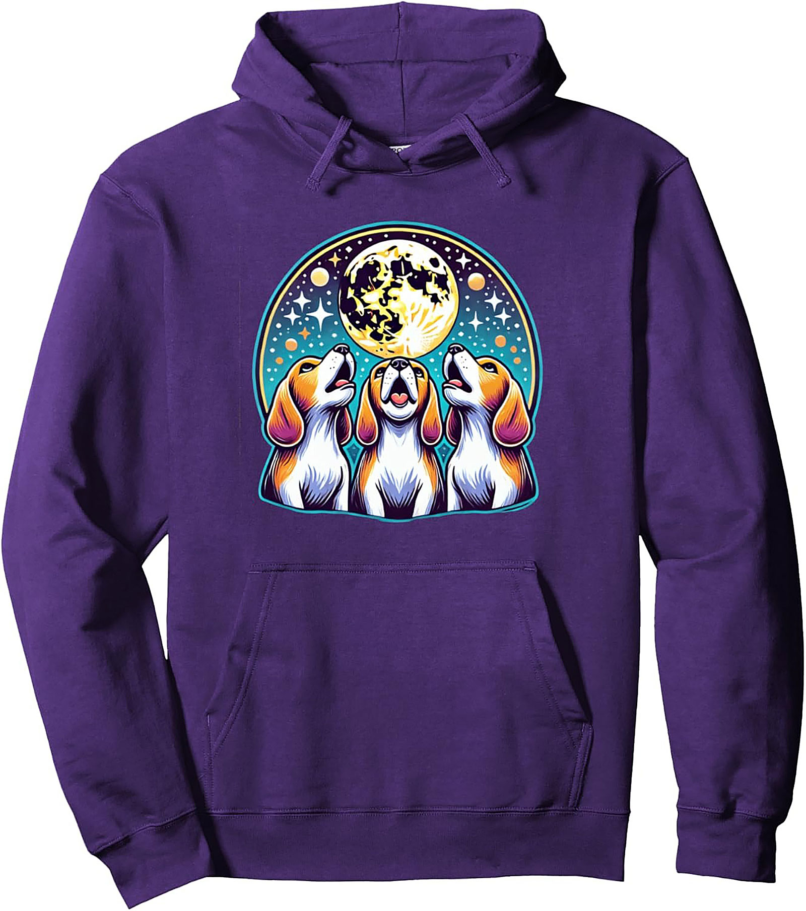 Beagle Howling at the Moon Graphic Hoodie | Celestial Dog Lovers Pullover