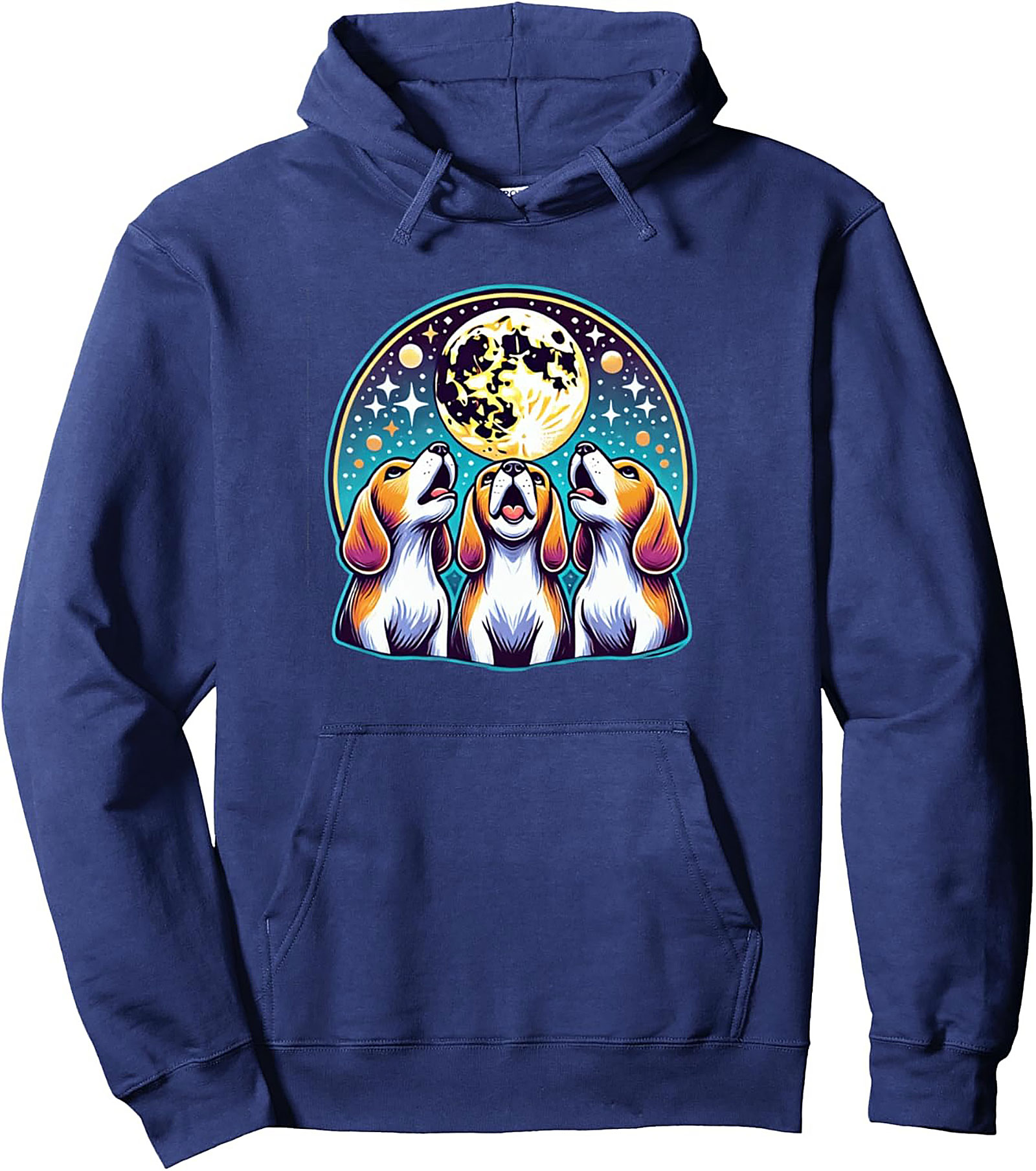 Beagle Howling at the Moon Graphic Hoodie | Celestial Dog Lovers Pullover