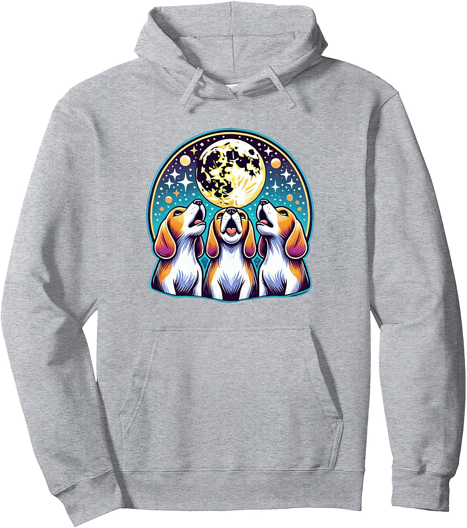 Beagle Howling at the Moon Graphic Hoodie | Celestial Dog Lovers Pullover