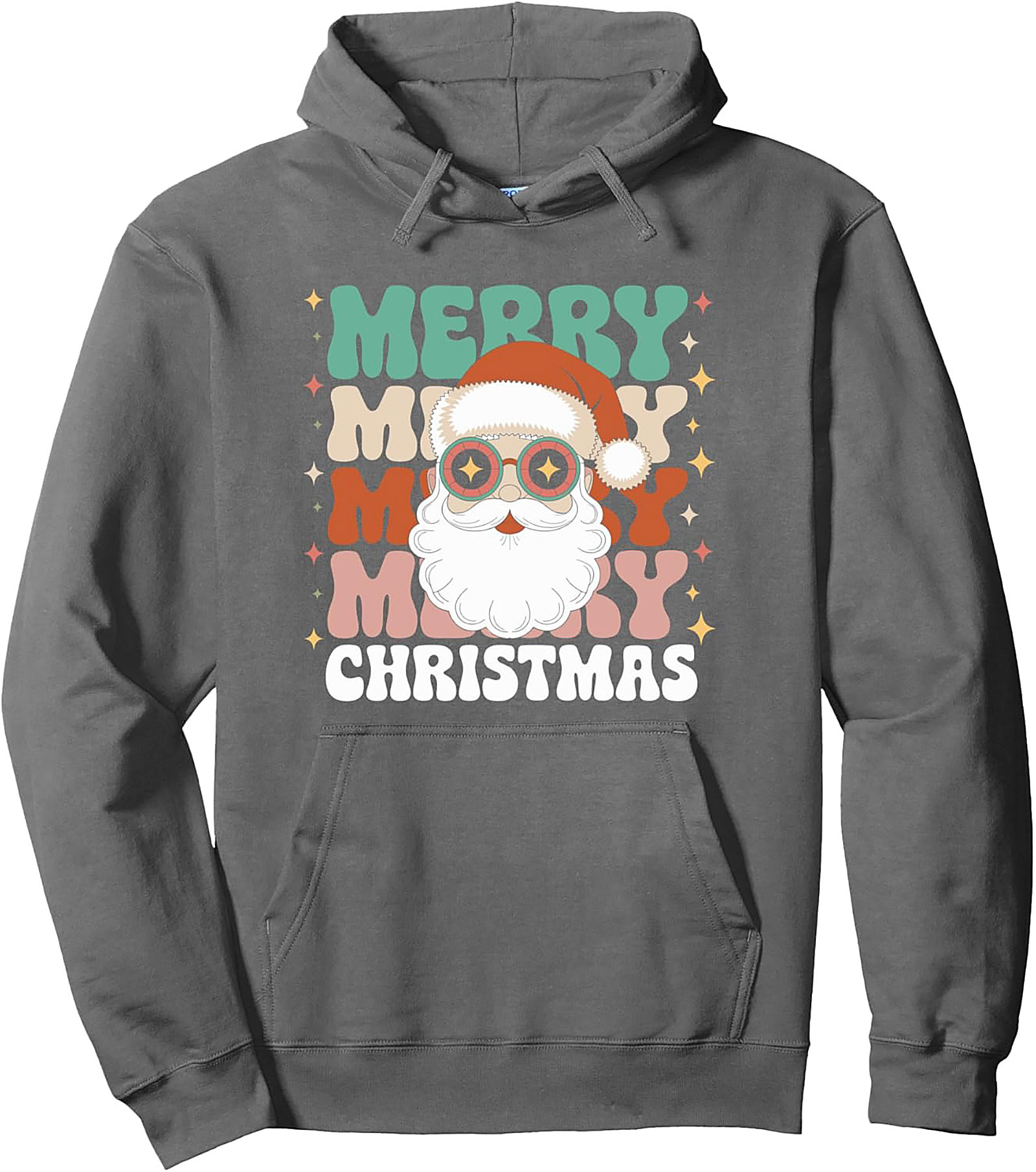 Groovy Christmas Hoodie Retro Santa Pullover Vintage