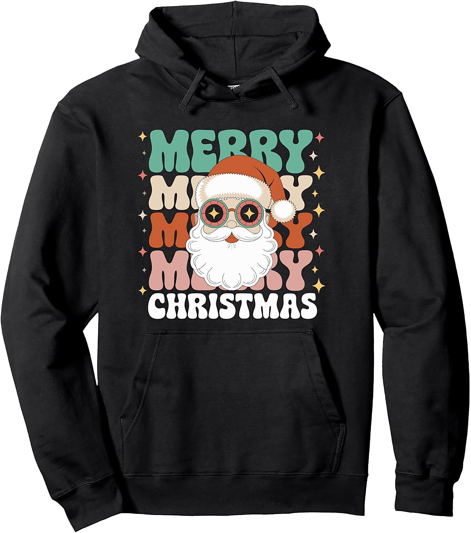 Groovy Christmas Hoodie Retro Santa Pullover Vintage