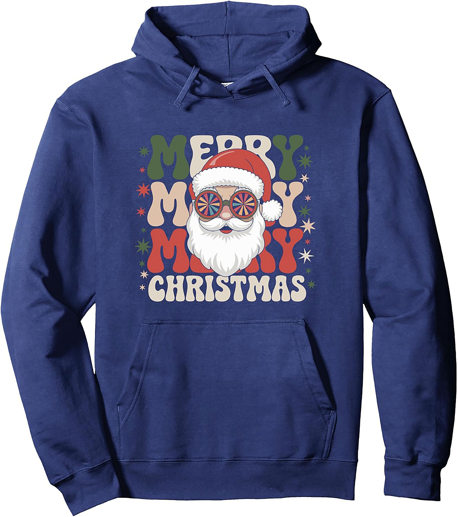 Groovy Santa Pullover Hoodie Retro 70s Christmas Graphic