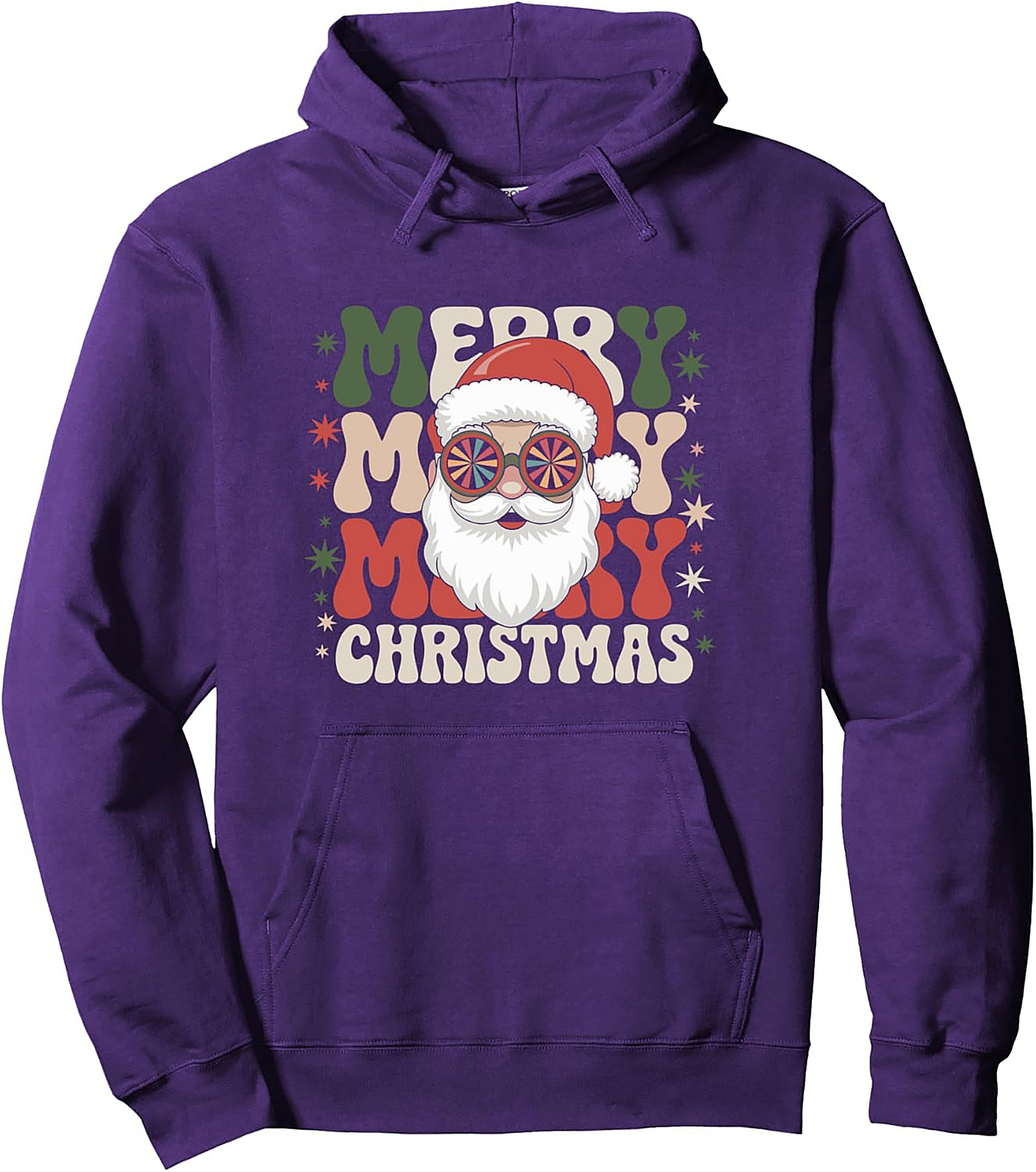 Groovy Santa Pullover Hoodie Retro 70s Christmas Graphic