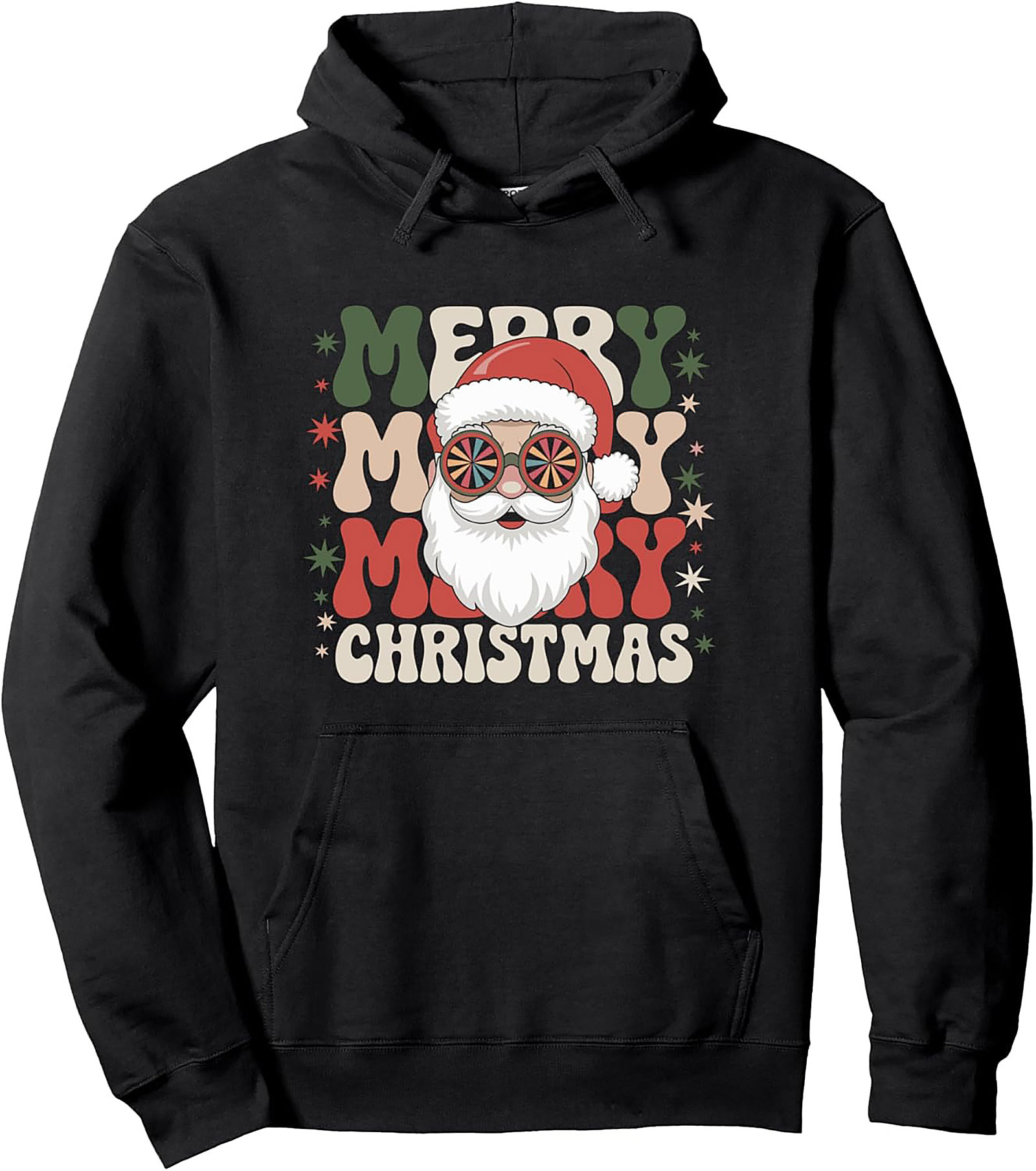 Groovy Santa Pullover Hoodie Retro 70s Christmas Graphic