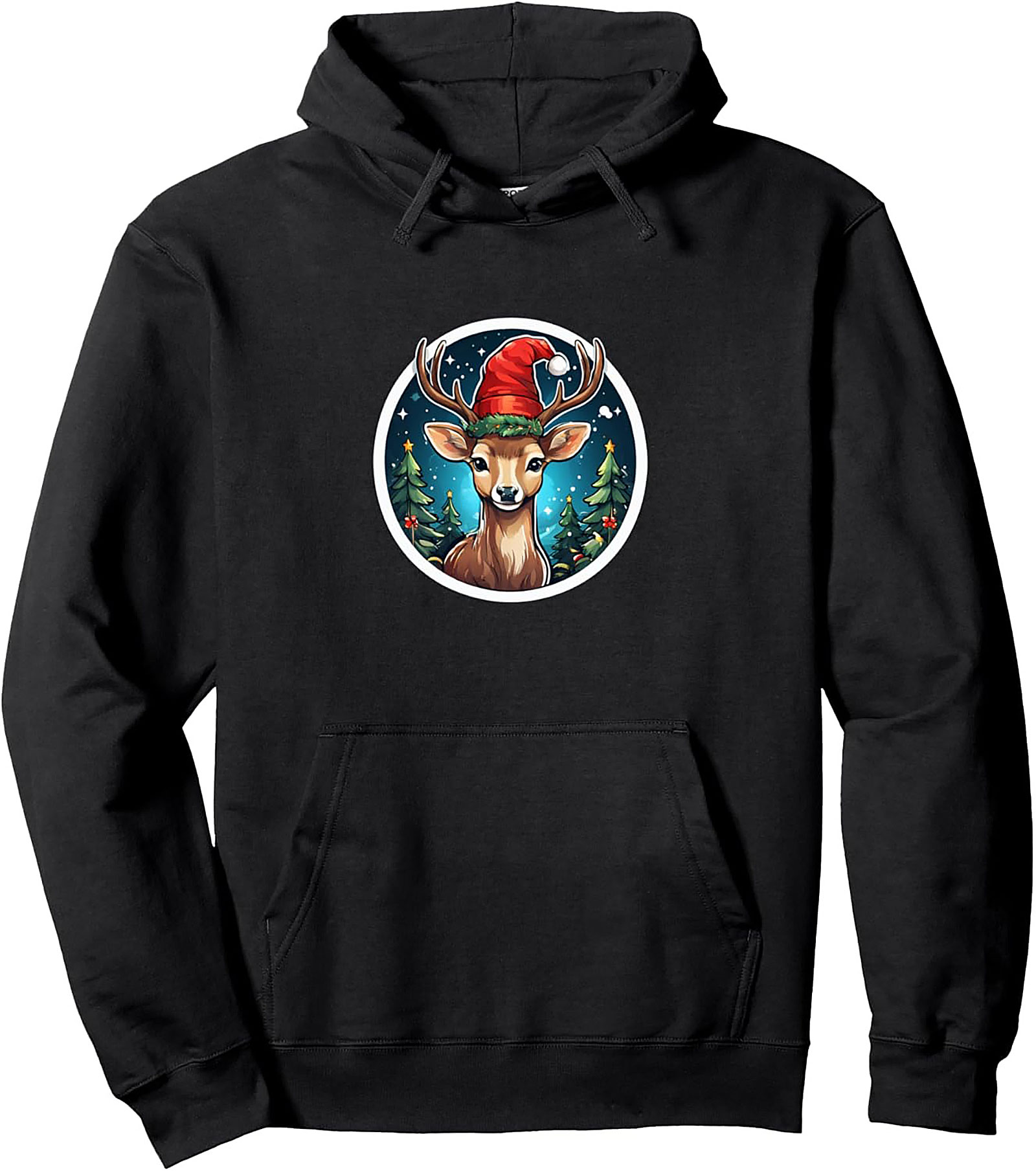 Cozy Festive Reindeer Pullover Hoodie Santa Deer Graphic