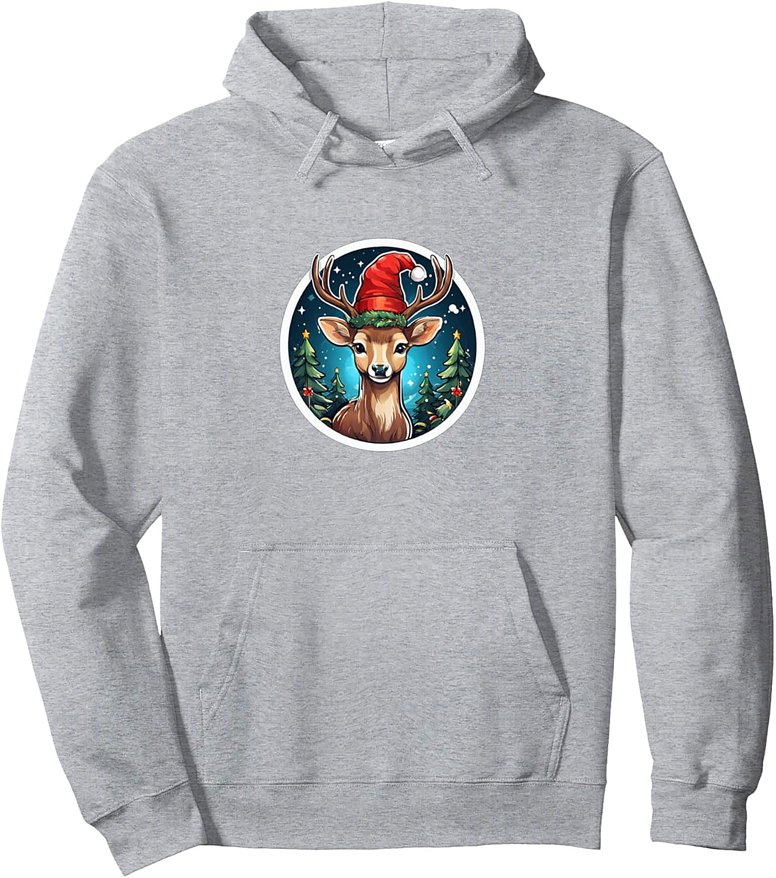 Cozy Festive Reindeer Pullover Hoodie Santa Deer Graphic