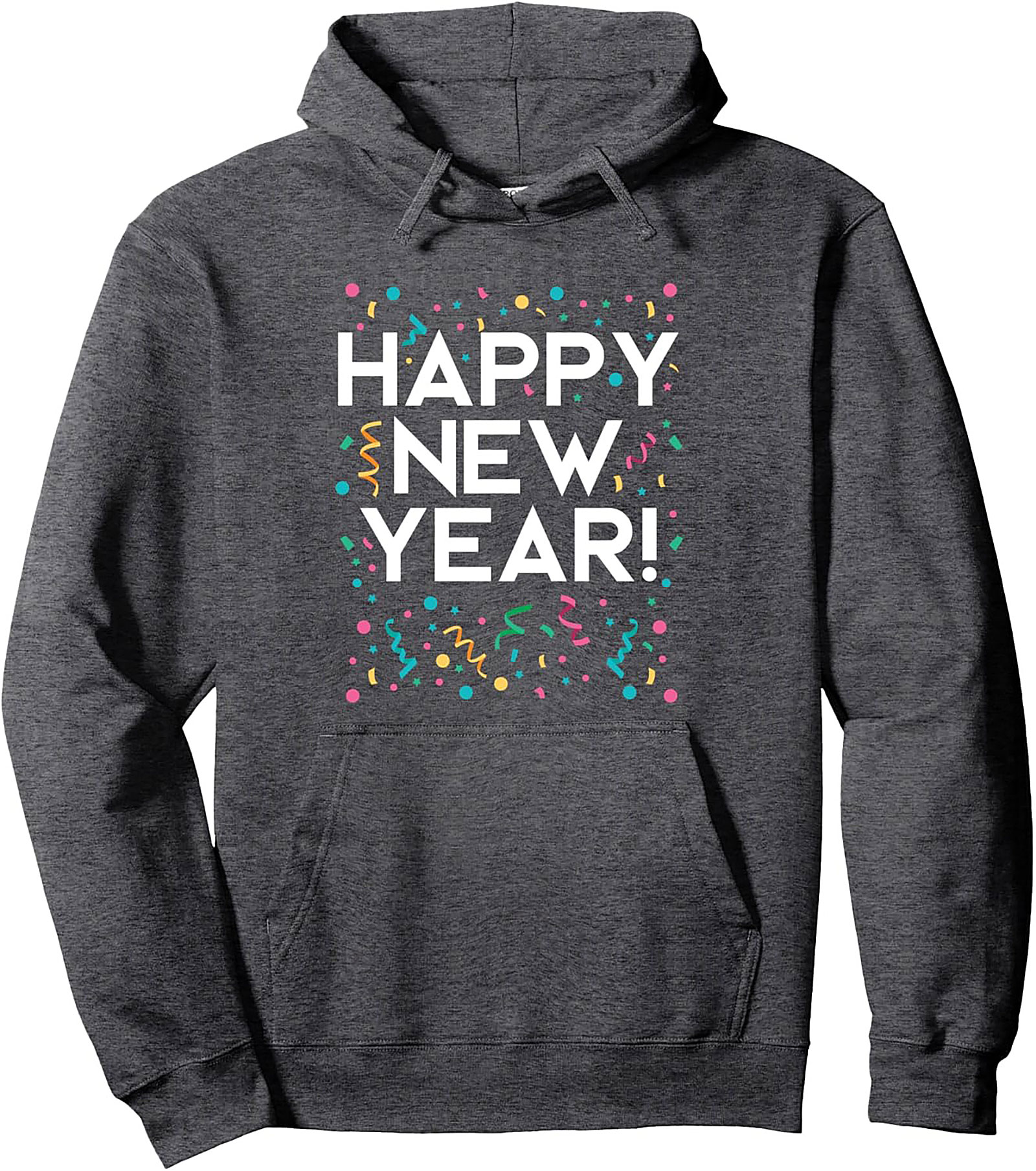 Happy New Year Pullover Hoodie Festive Confetti Style
