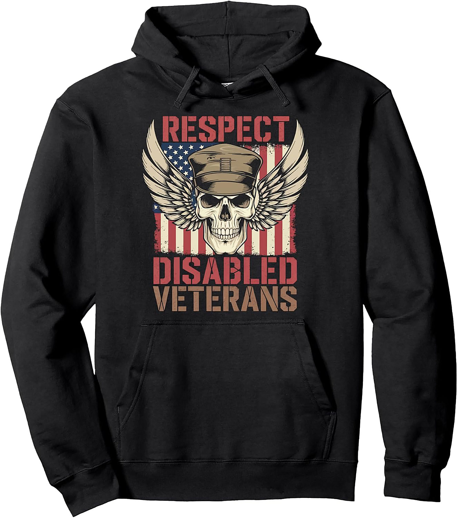 Respect Disabled Veterans Pullover Hoodie | US Flag Graphic