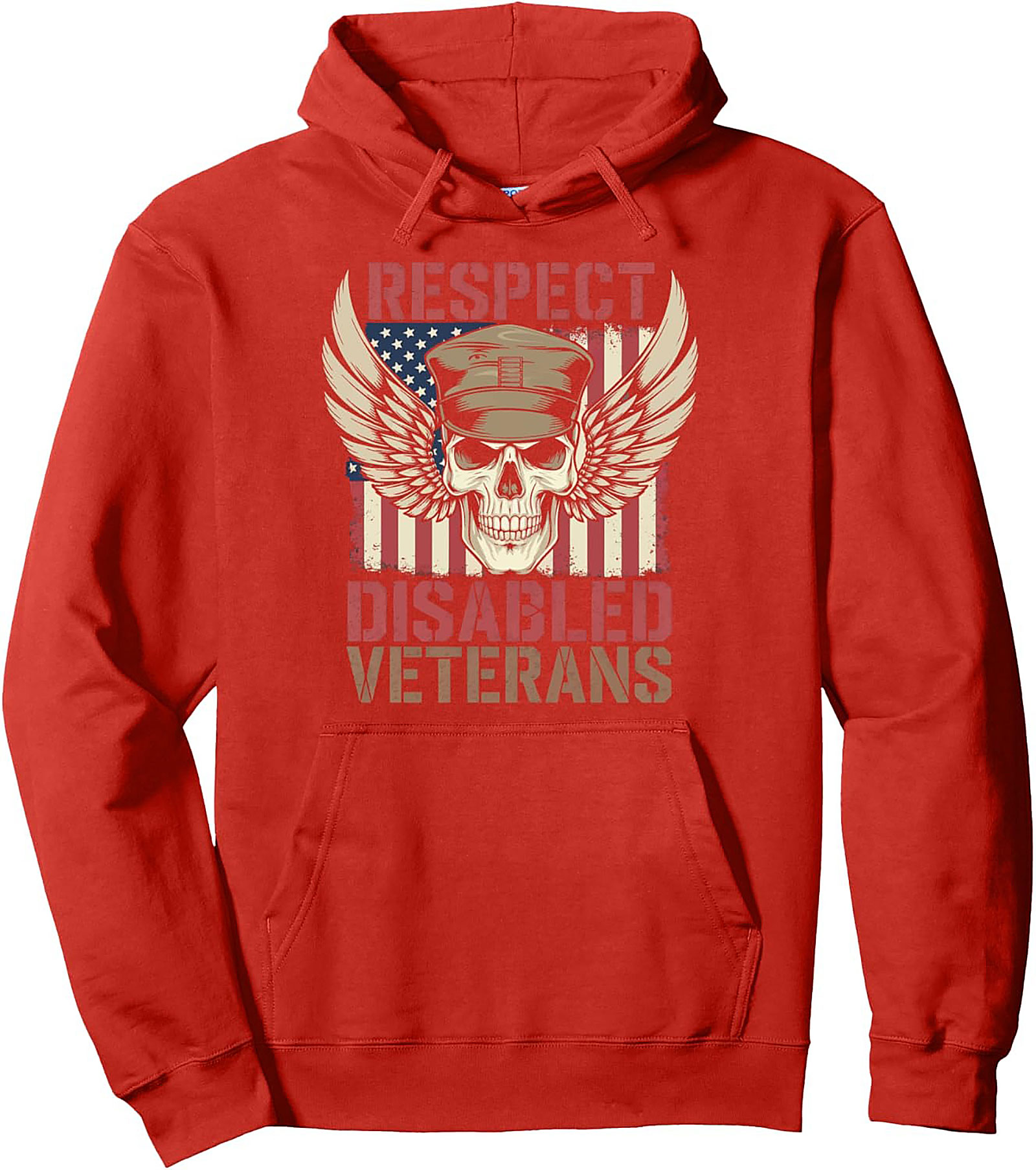 Respect Disabled Veterans Pullover Hoodie | US Flag Graphic