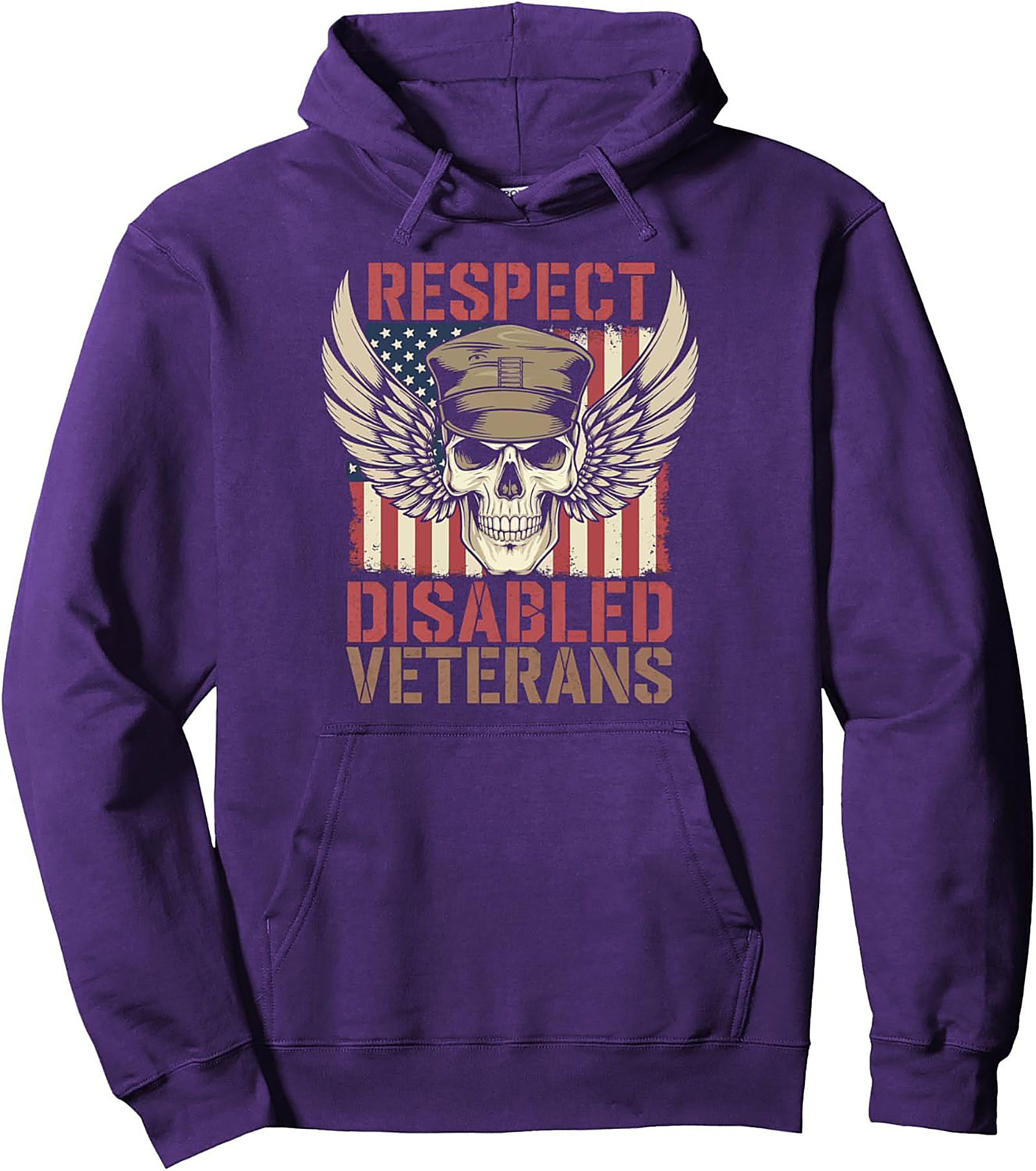 Respect Disabled Veterans Pullover Hoodie | US Flag Graphic