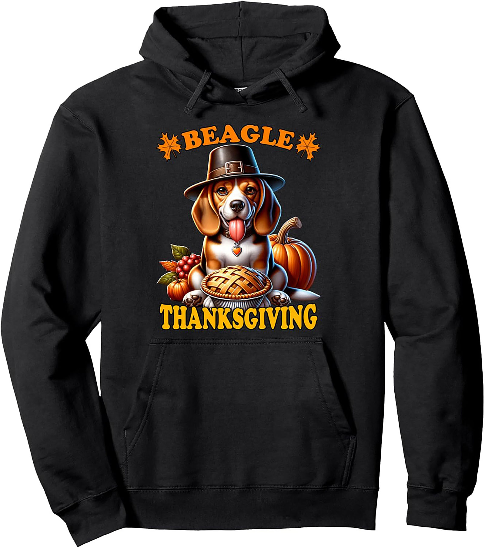 Beagle Thanksgiving Graphic Hoodie | Pilgrim Dog Pie Pullover