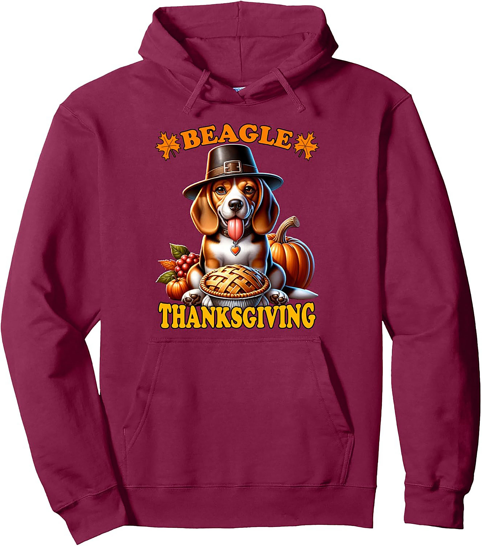 Beagle Thanksgiving Graphic Hoodie | Pilgrim Dog Pie Pullover