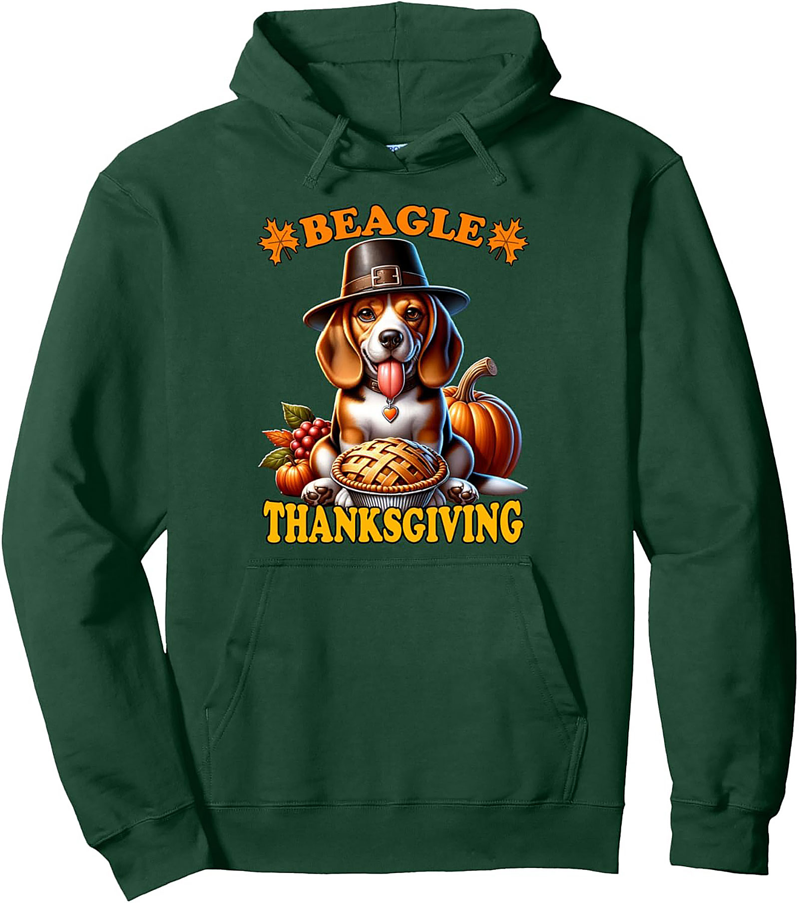 Beagle Thanksgiving Graphic Hoodie | Pilgrim Dog Pie Pullover