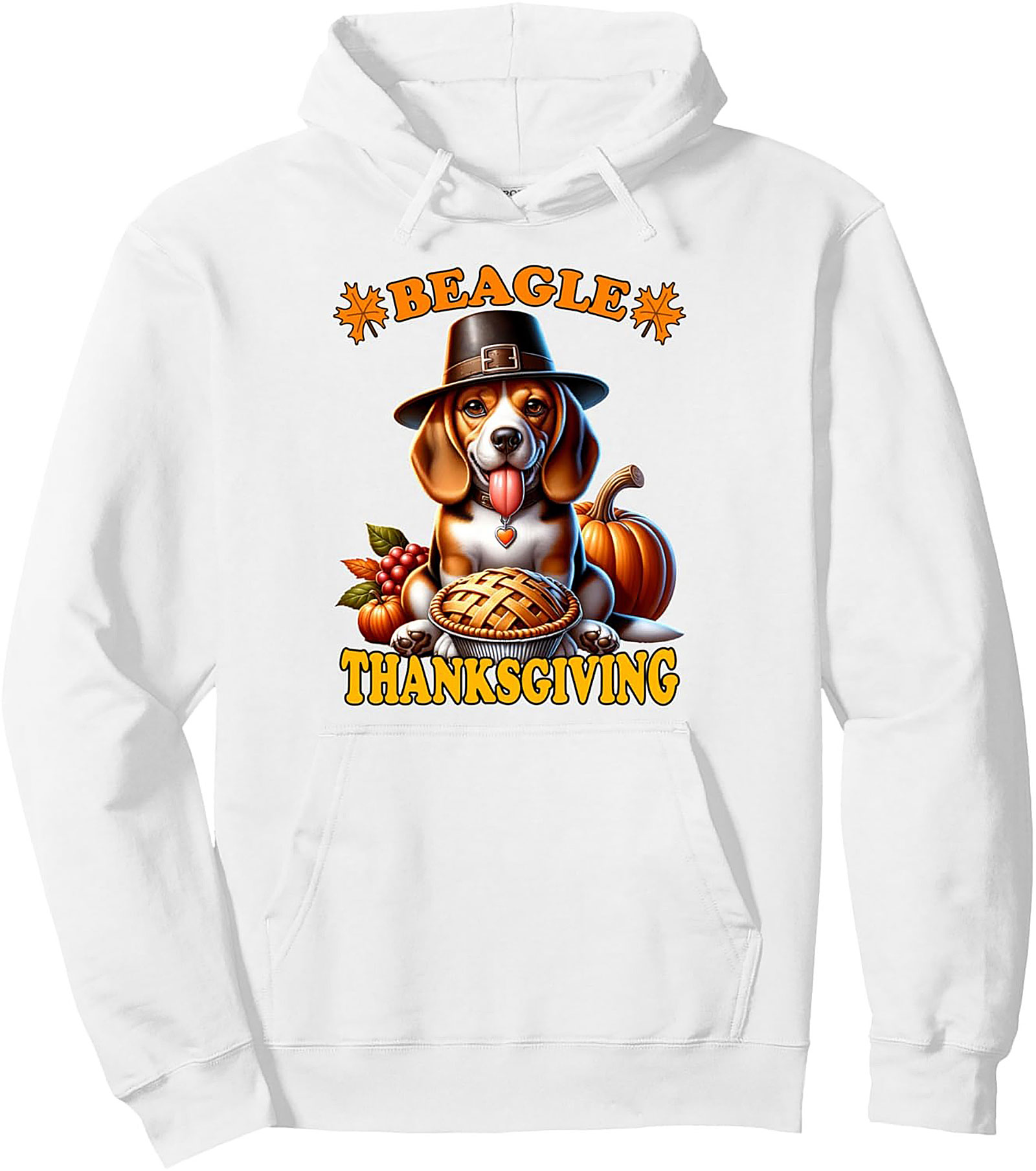 Beagle Thanksgiving Graphic Hoodie | Pilgrim Dog Pie Pullover