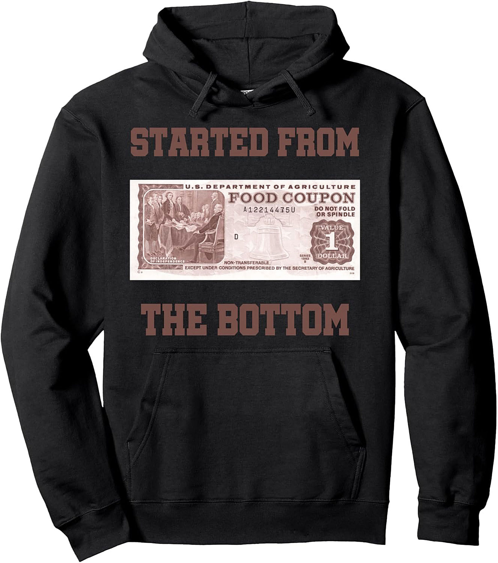 Started From The Bottom Food Stamp Graphic Hoodie  Pullover