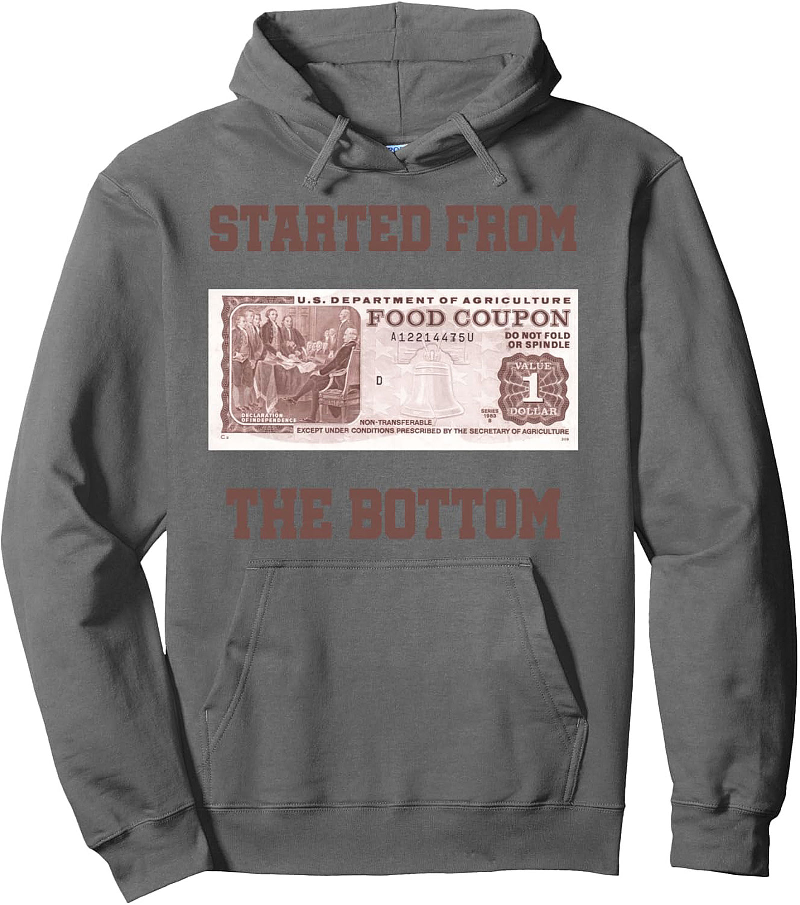 Started From The Bottom Food Stamp Graphic Hoodie  Pullover