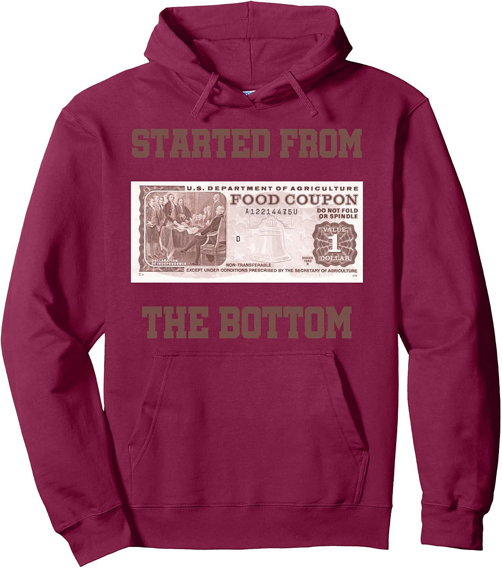 Started From The Bottom Food Stamp Graphic Hoodie  Pullover