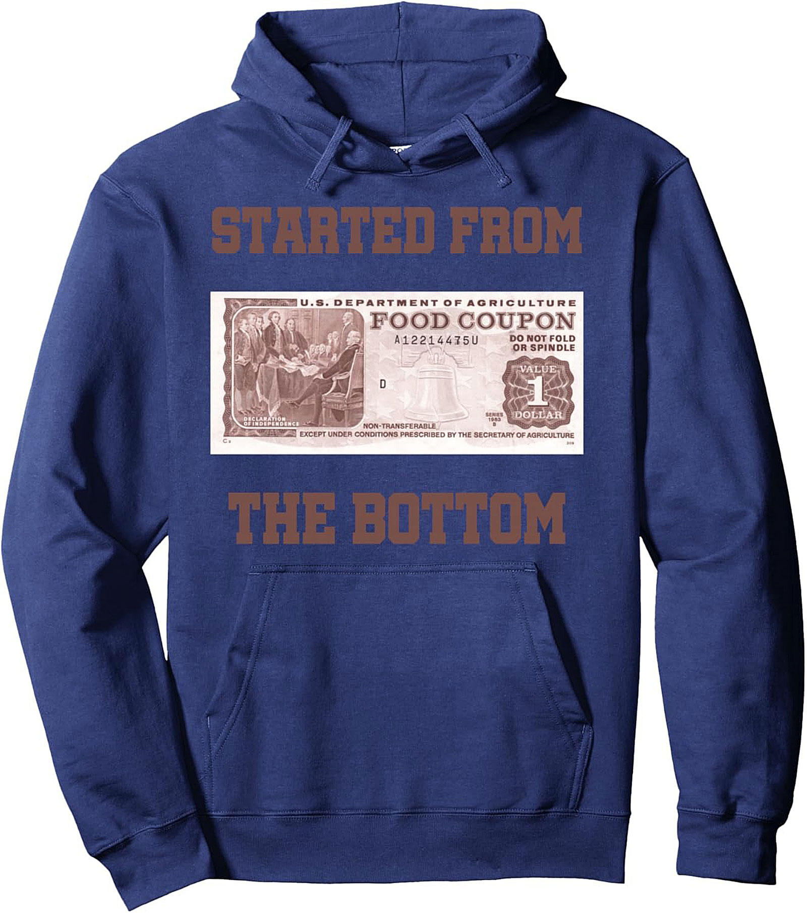 Started From The Bottom Food Stamp Graphic Hoodie  Pullover