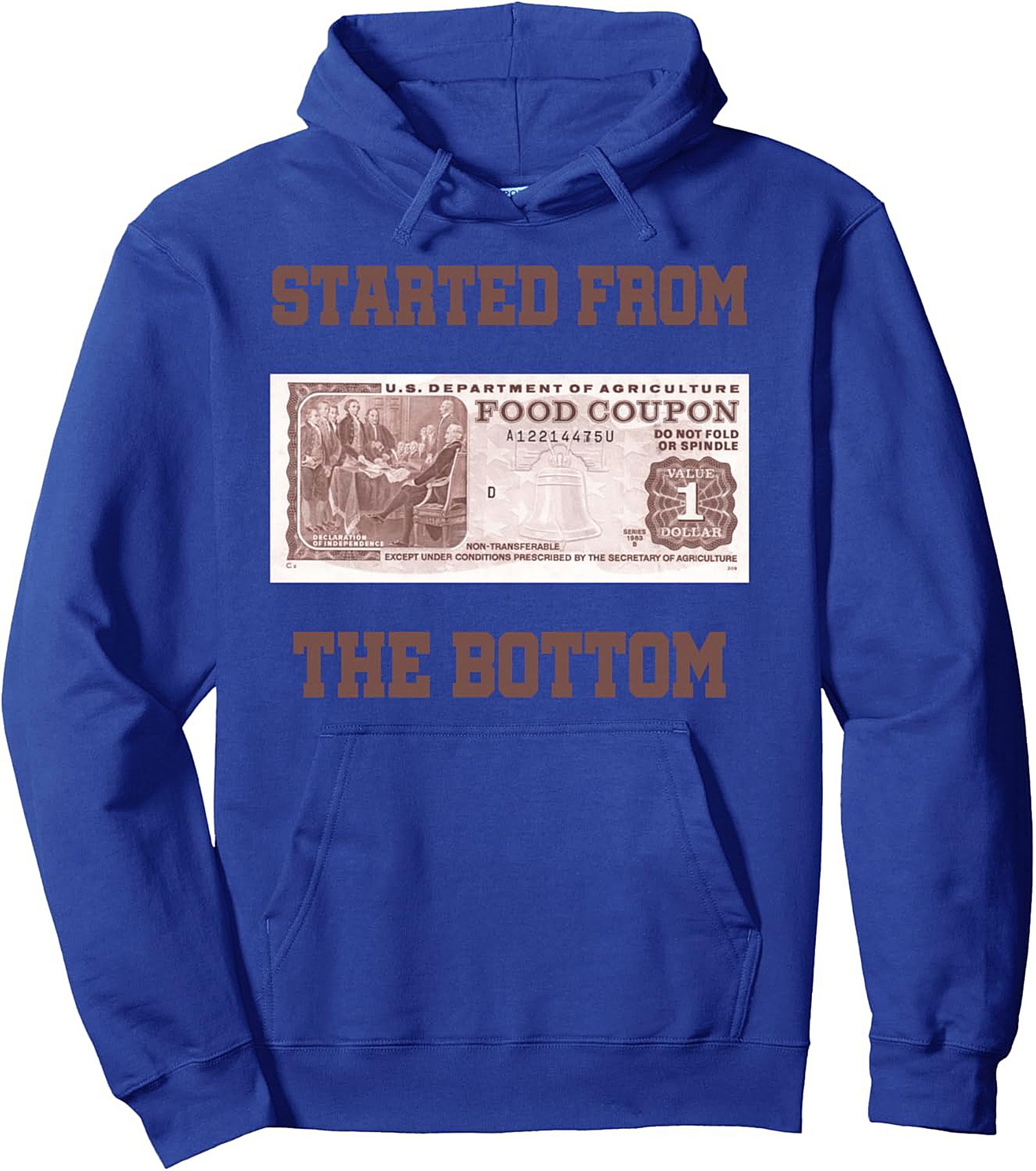 Started From The Bottom Food Stamp Graphic Hoodie  Pullover